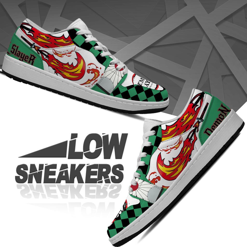 Ideafootwear Demon Slayer AJ1 Low Sneakers Shoes For Men And Women