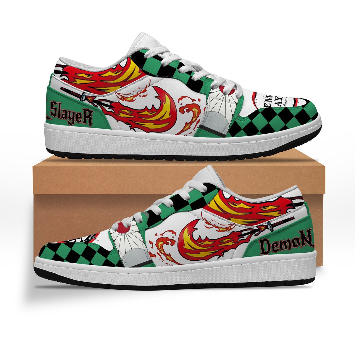 Ideafootwear Demon Slayer AJ1 Low Sneakers Shoes For Men And Women
