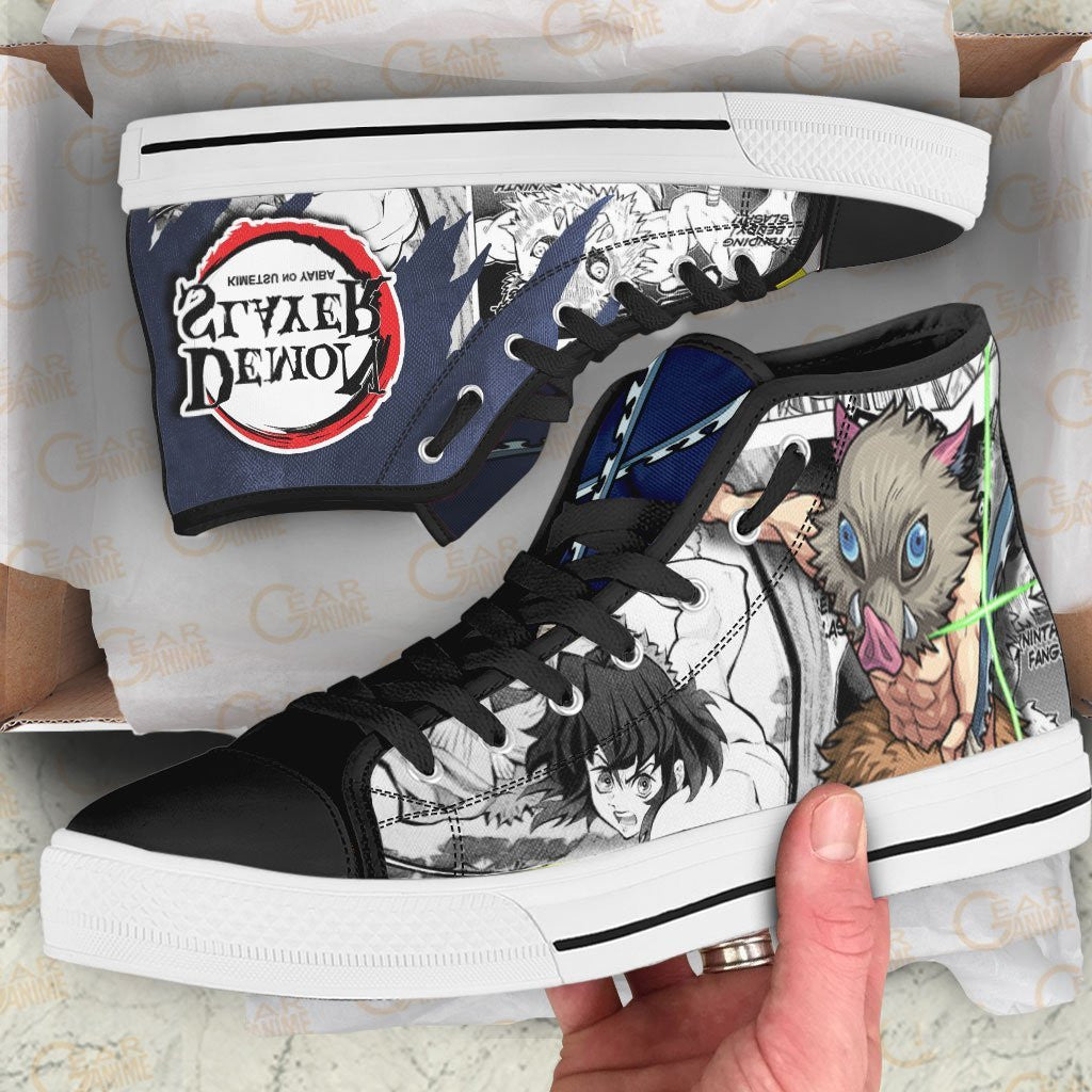 Ideafootwear Demon Slayer High Top Canvas Sneakers Shoes For Men And Women