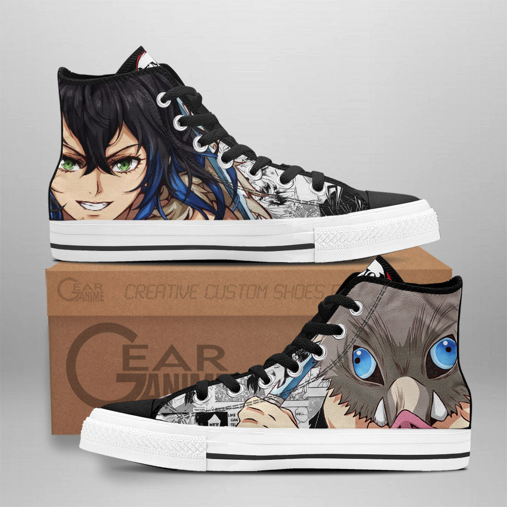 Ideafootwear Demon Slayer High Top Canvas Sneakers Shoes For Men And Women
