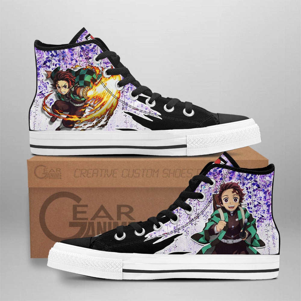 Ideafootwear Demon Slayer High Top Canvas Sneakers Shoes For Men And Women