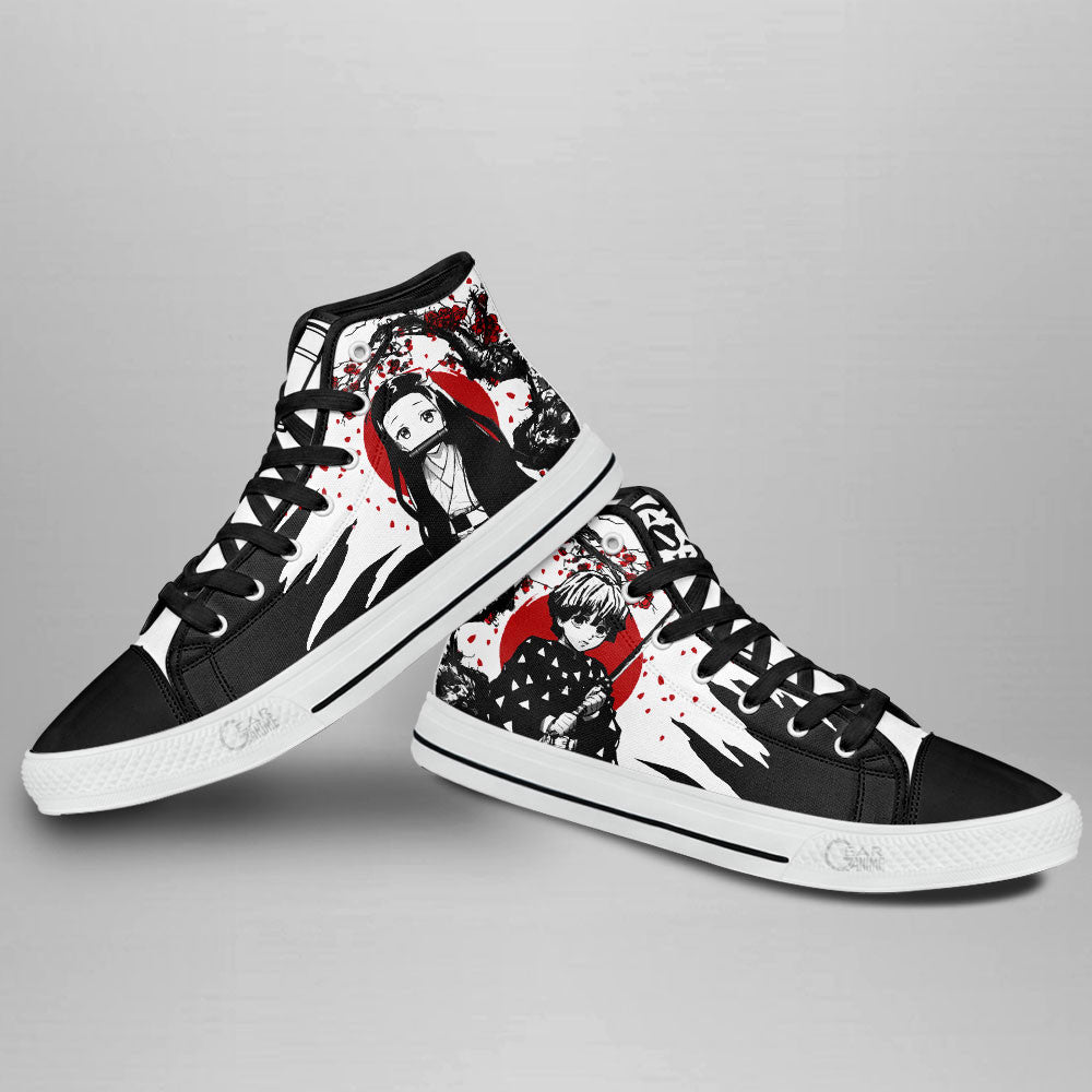 Ideafootwear Demon Slayer High Top Canvas Sneakers Shoes For Men And Women