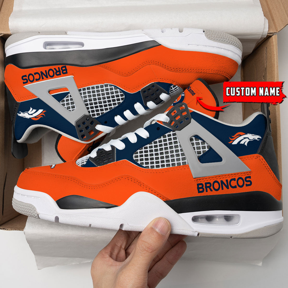 Ideafootwear Denver Broncos AJ4 Sneakers Shoes For Men And Women