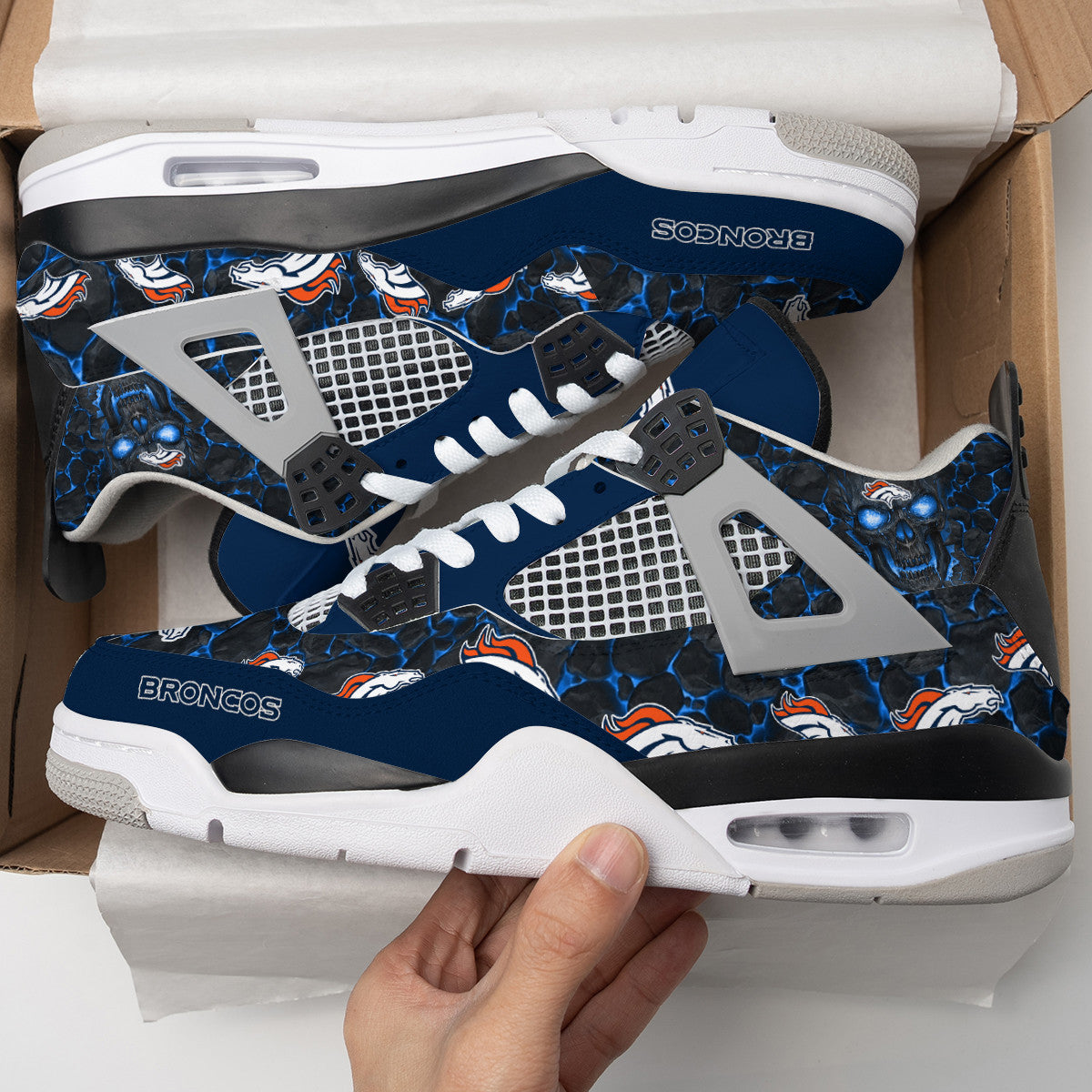 Ideafootwear Denver Broncos AJ4 Sneakers Shoes For Men And Women