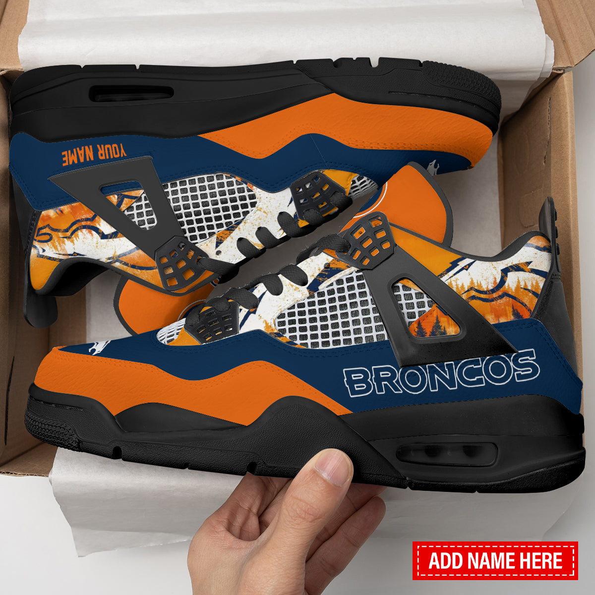 Ideafootwear Denver Broncos AJ4 Sneakers Shoes For Men And Women