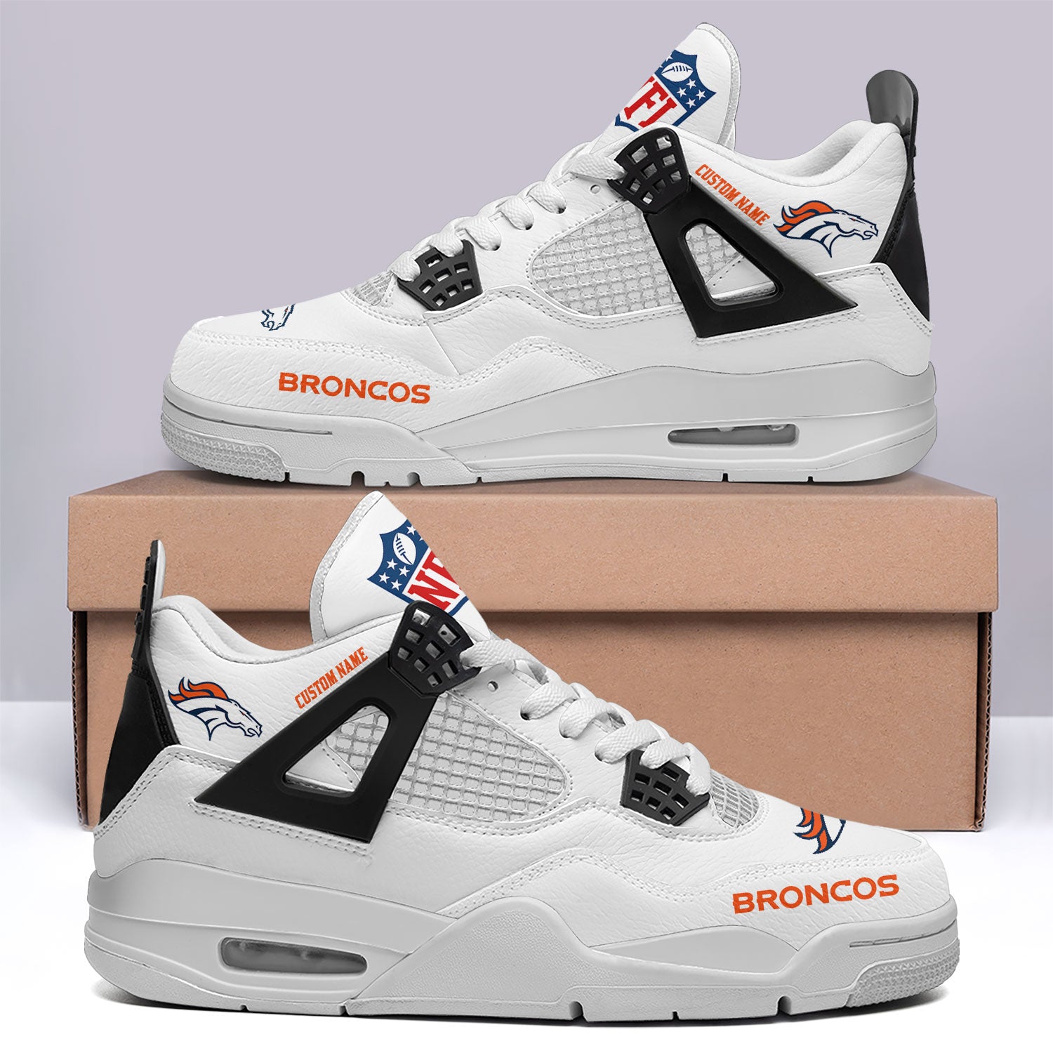 Ideafootwear Denver Broncos AJ4 Sneakers Shoes For Men And Women