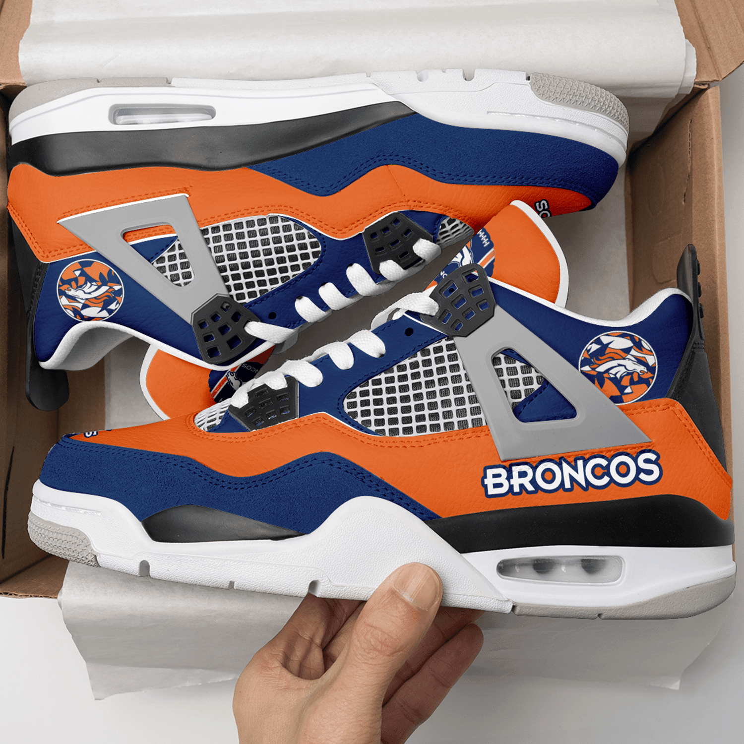 Ideafootwear Denver Broncos AJ4 Sneakers Shoes For Men And Women