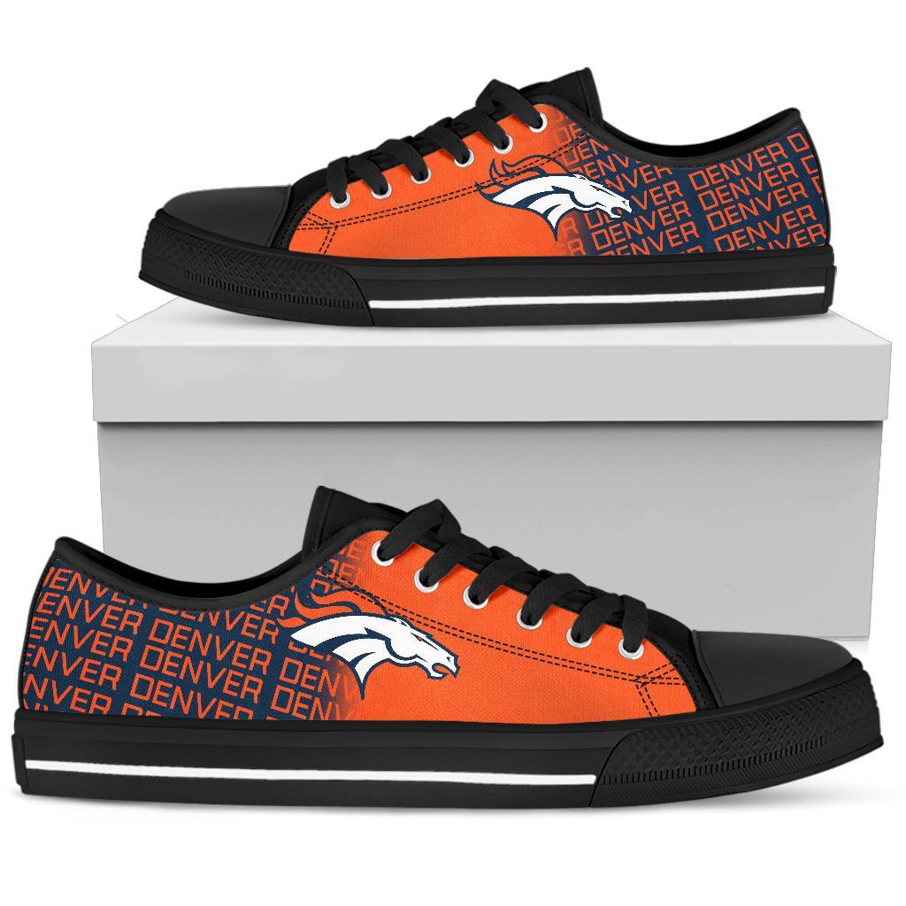 Ideafootwear Denver Broncos Low Top Canvas Sneakers Shoes For Men And Women