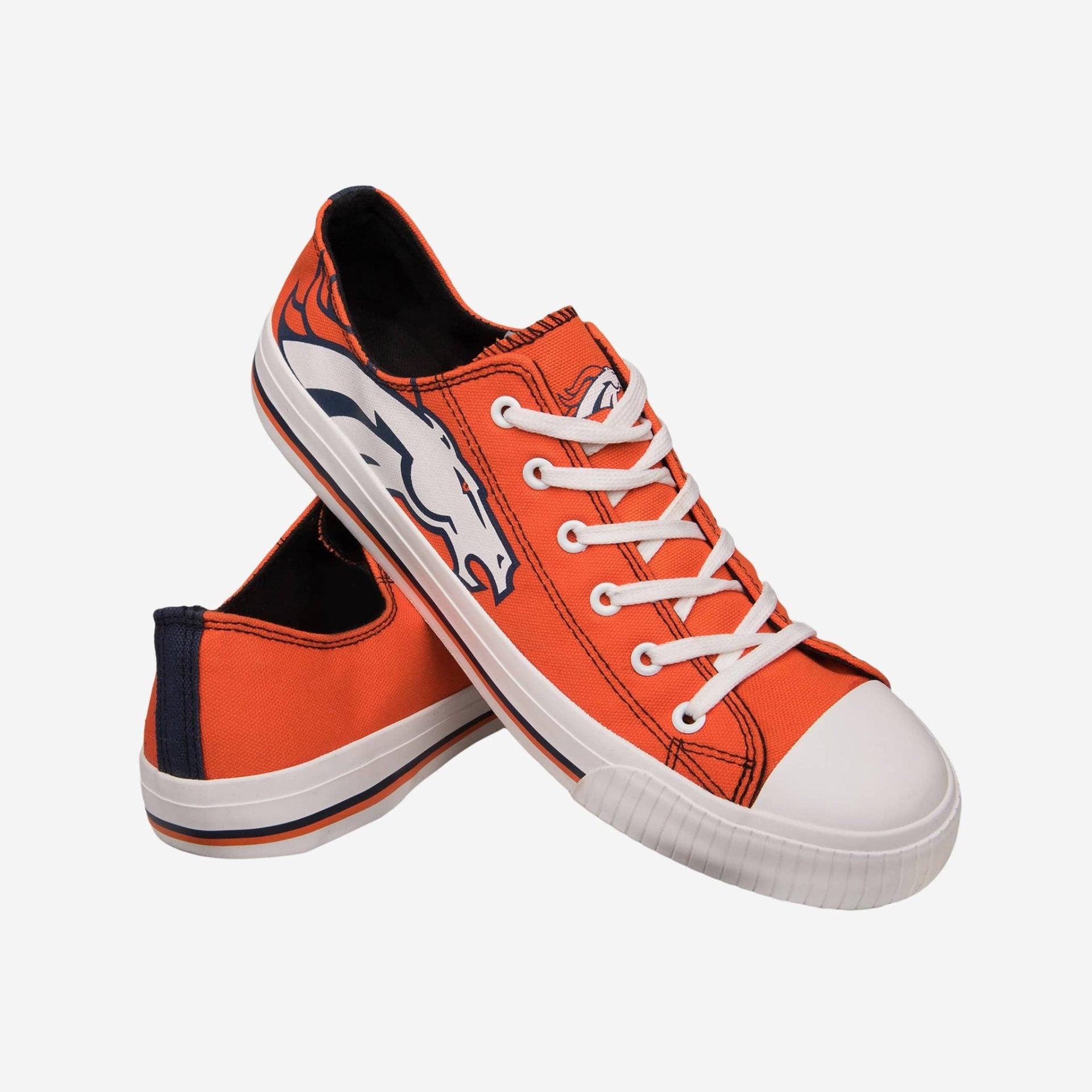 Ideafootwear Denver Broncos Low Top Canvas Sneakers Shoes For Men And Women