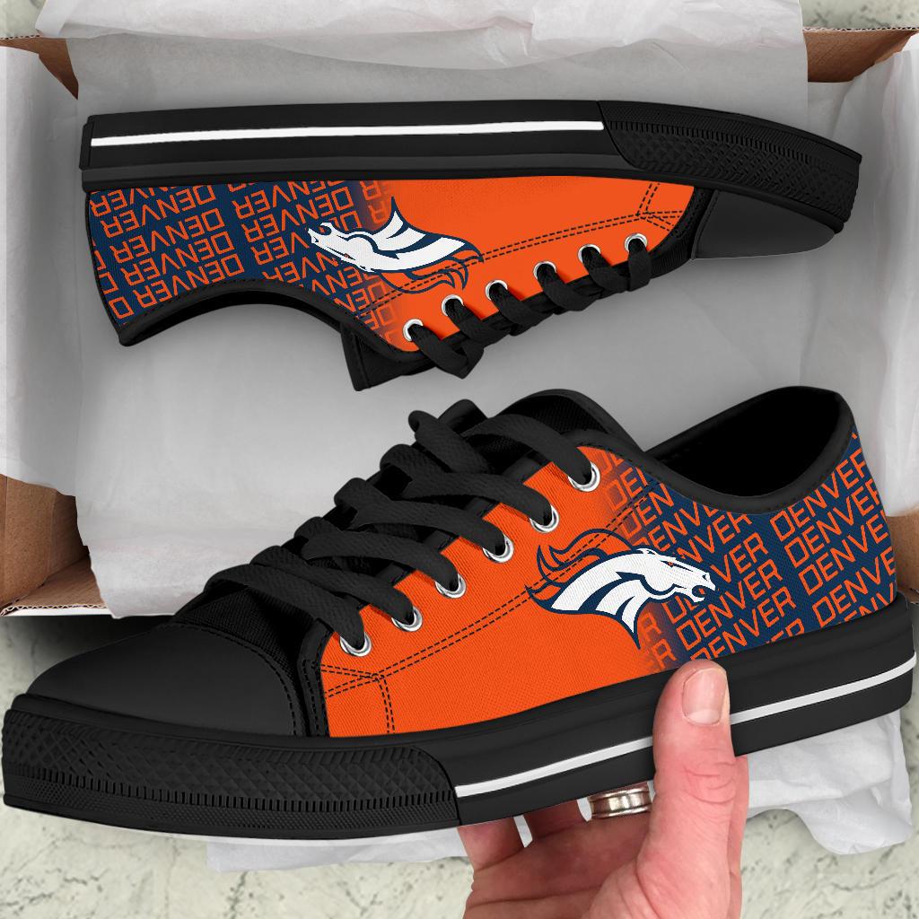 Ideafootwear Denver Broncos Low Top Canvas Sneakers Shoes For Men And Women