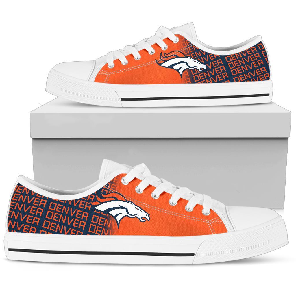 Ideafootwear Denver Broncos Low Top Canvas Sneakers Shoes For Men And Women