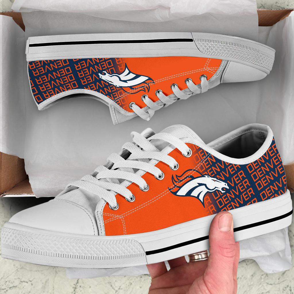 Ideafootwear Denver Broncos Low Top Canvas Sneakers Shoes For Men And Women