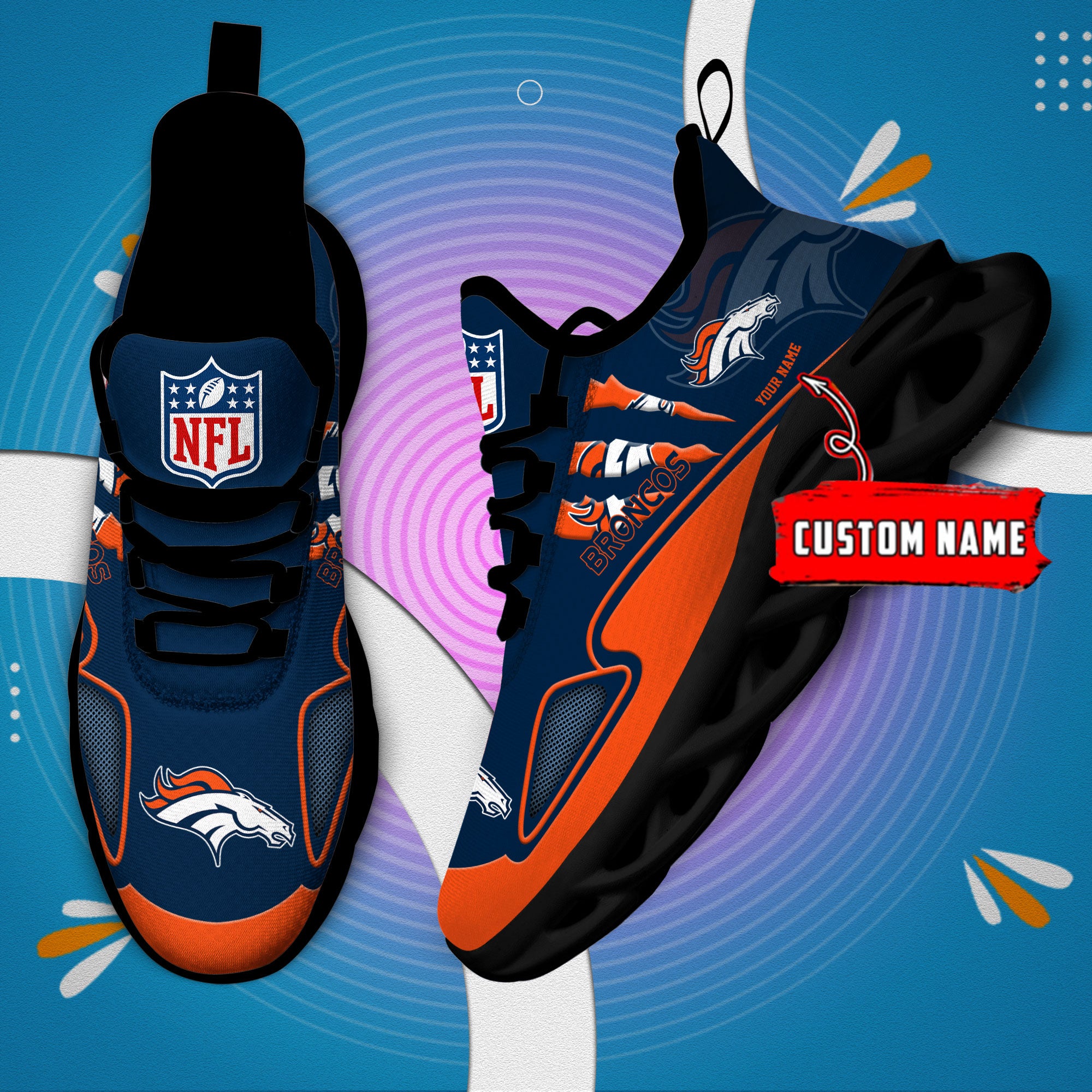 Ideafootwear Denver Broncos Max Soul Shoes Sneakers For Men And Women