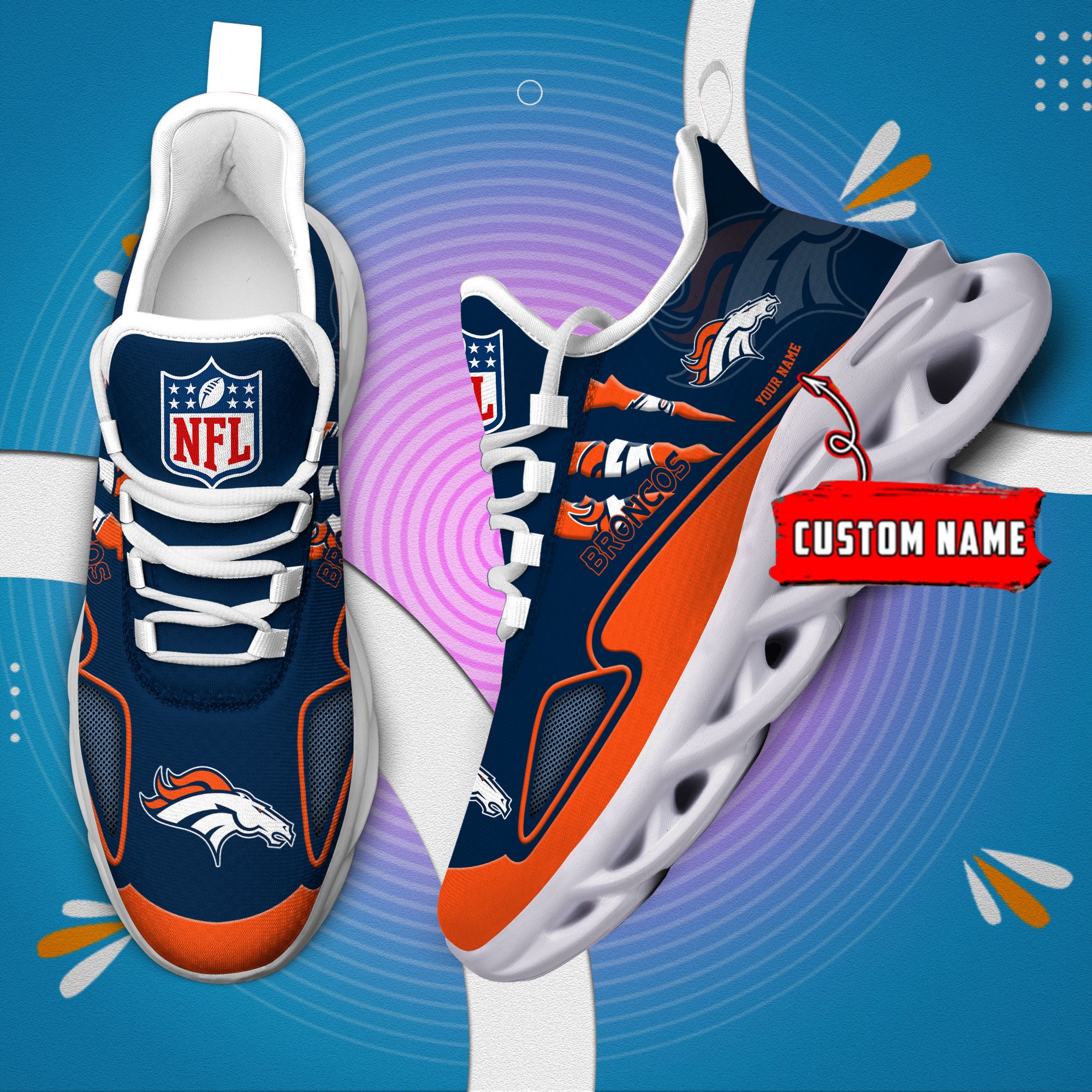 Ideafootwear Denver Broncos Max Soul Shoes Sneakers For Men And Women
