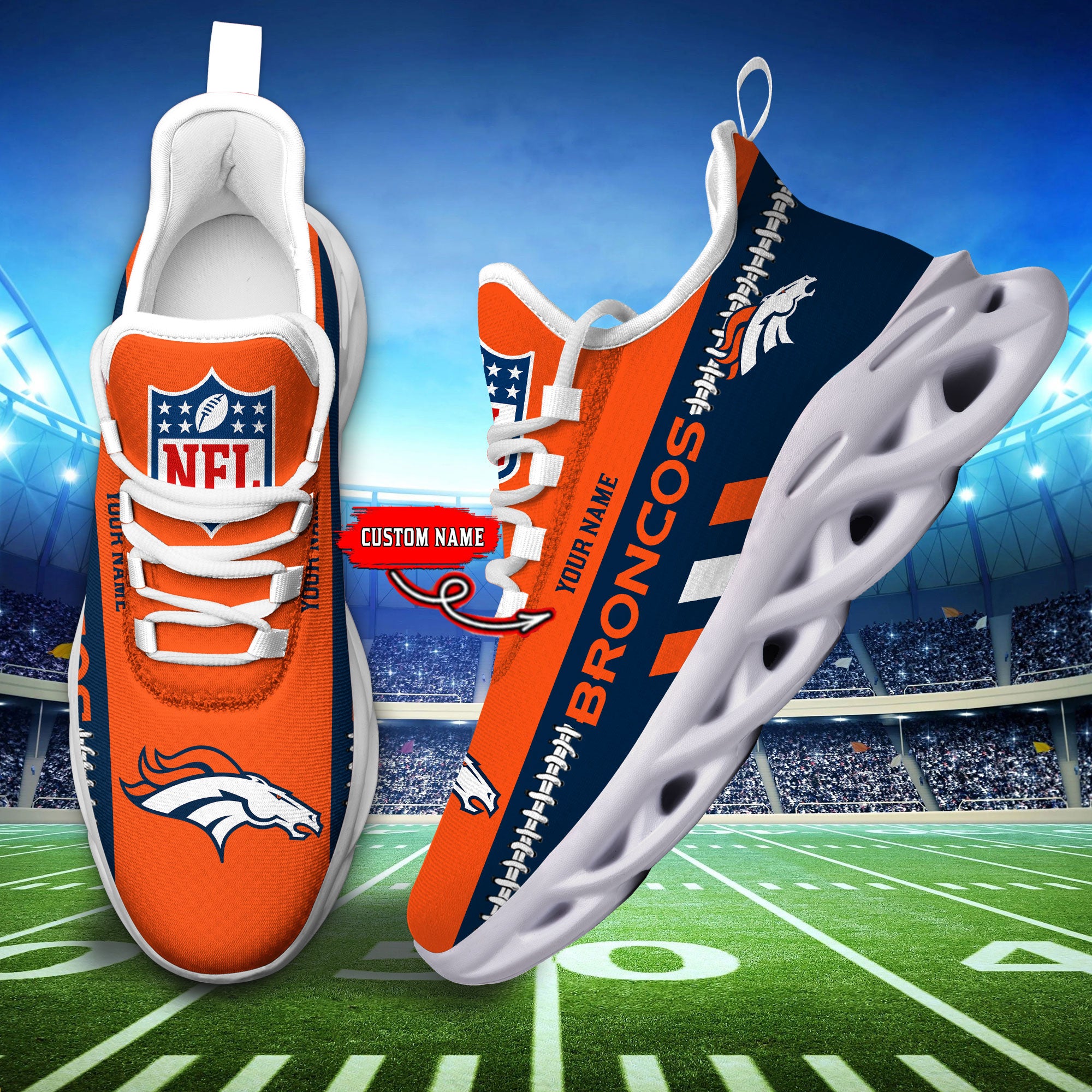 Ideafootwear Denver Broncos Max Soul Shoes Sneakers For Men And Women