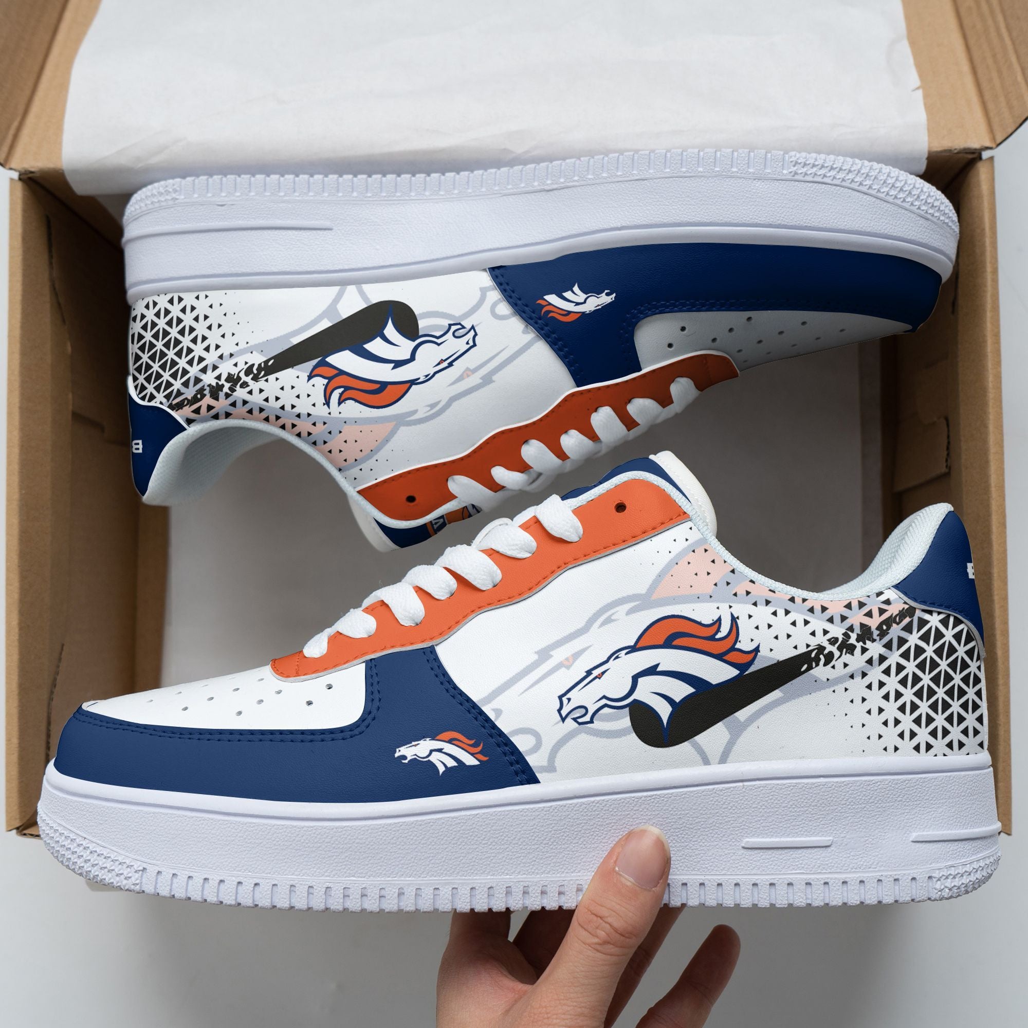 Ideafootwear Denver Broncos NFL Air Low-Top Sneakers Shoes For Men And Women
