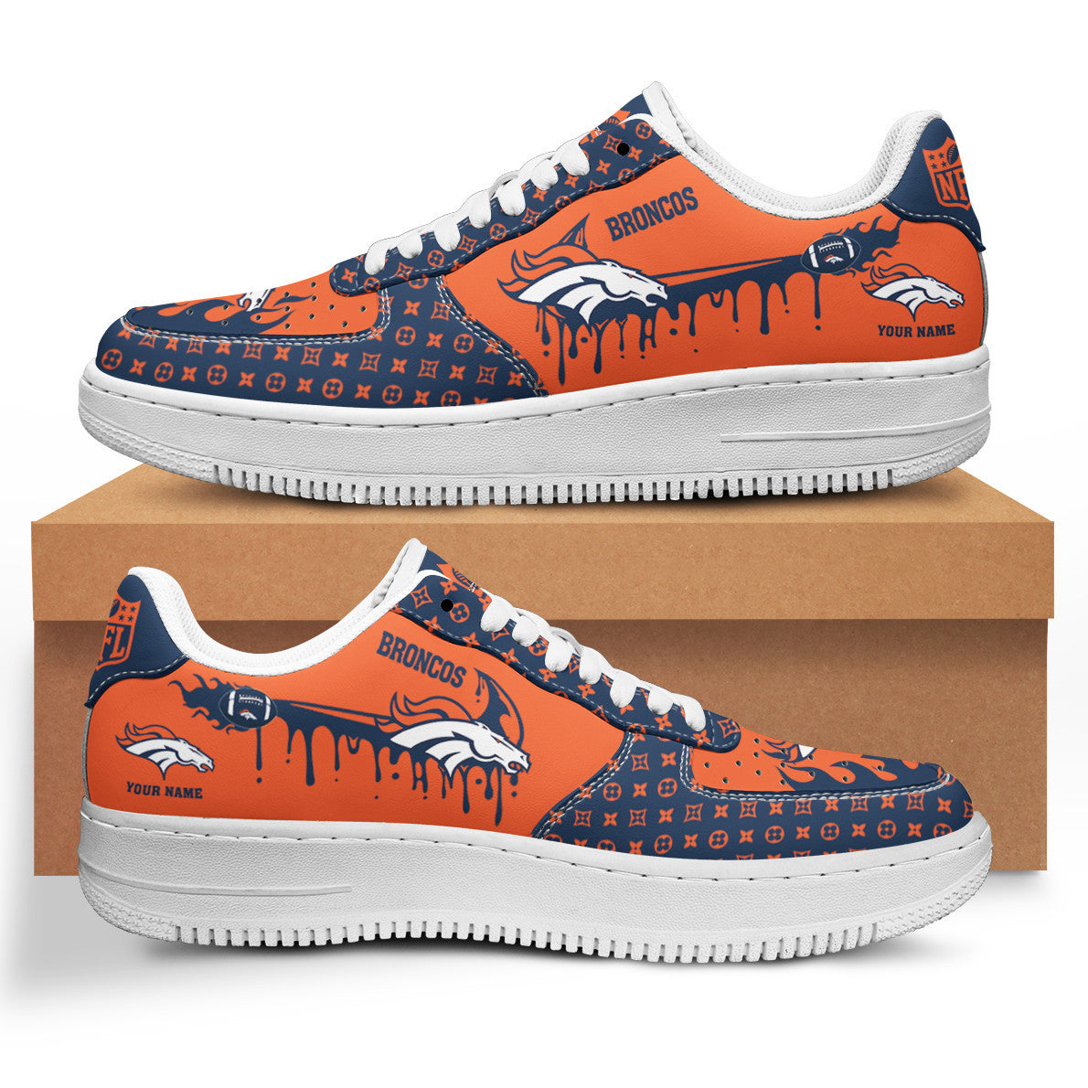 Ideafootwear Denver Broncos NFL Air Low-Top Sneakers Shoes For Men And Women