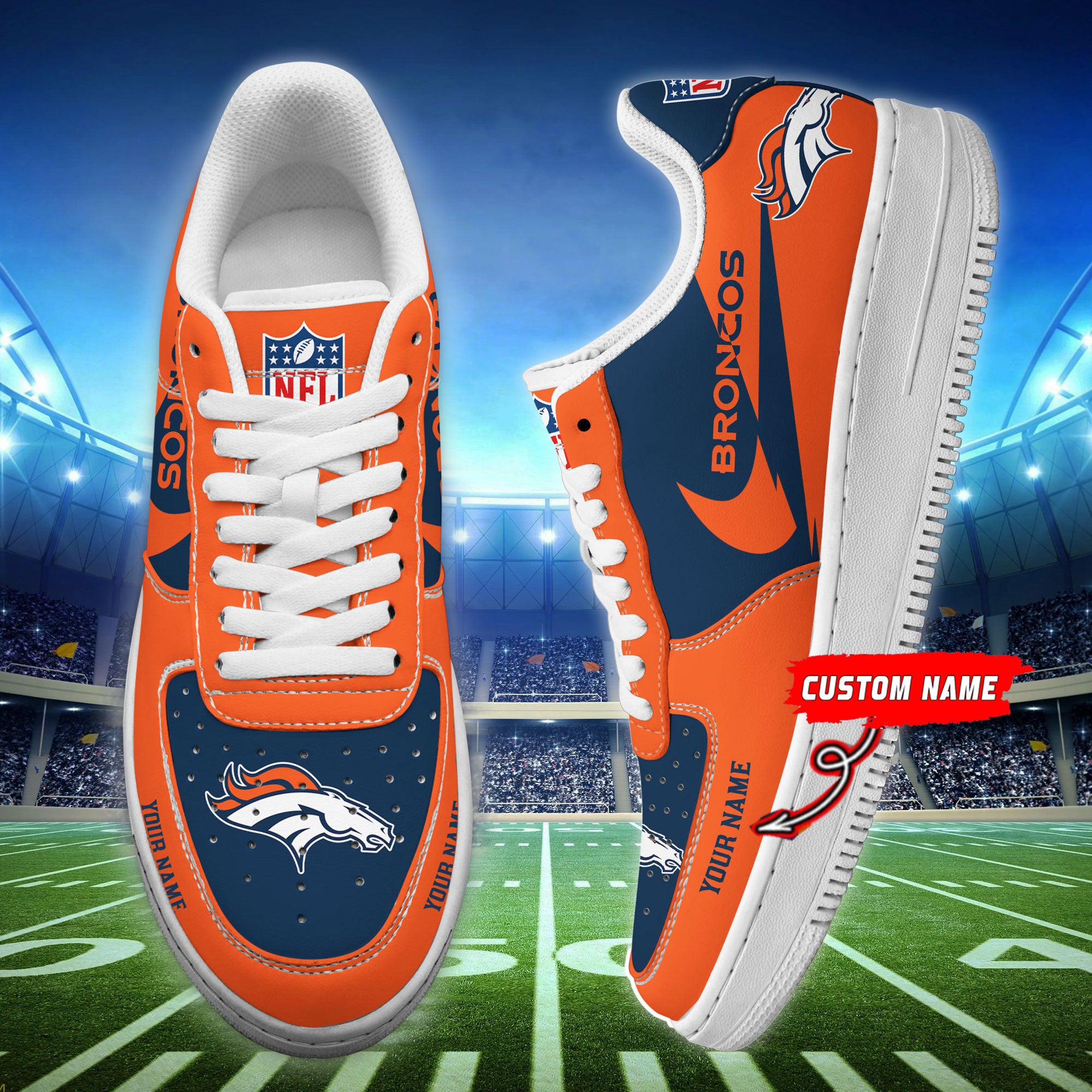 Ideafootwear Denver Broncos NFL Air Low-Top Sneakers Shoes For Men And Women