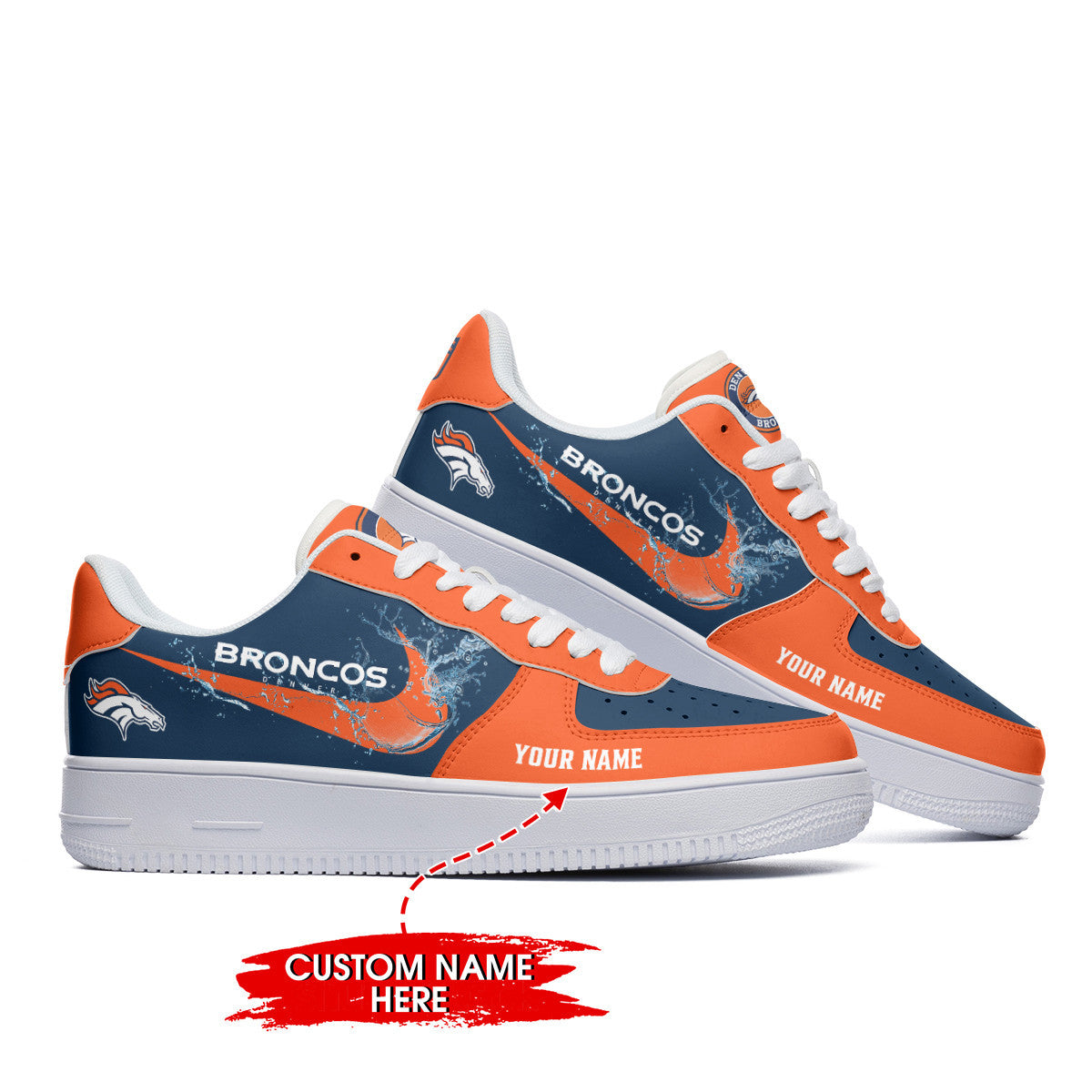 Ideafootwear Denver Broncos NFL Air Low-Top Sneakers Shoes For Men And Women