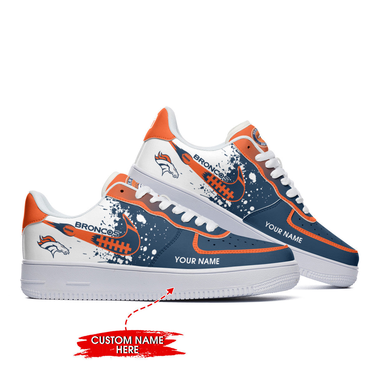Ideafootwear Denver Broncos NFL Air Low-Top Sneakers Shoes For Men And Women