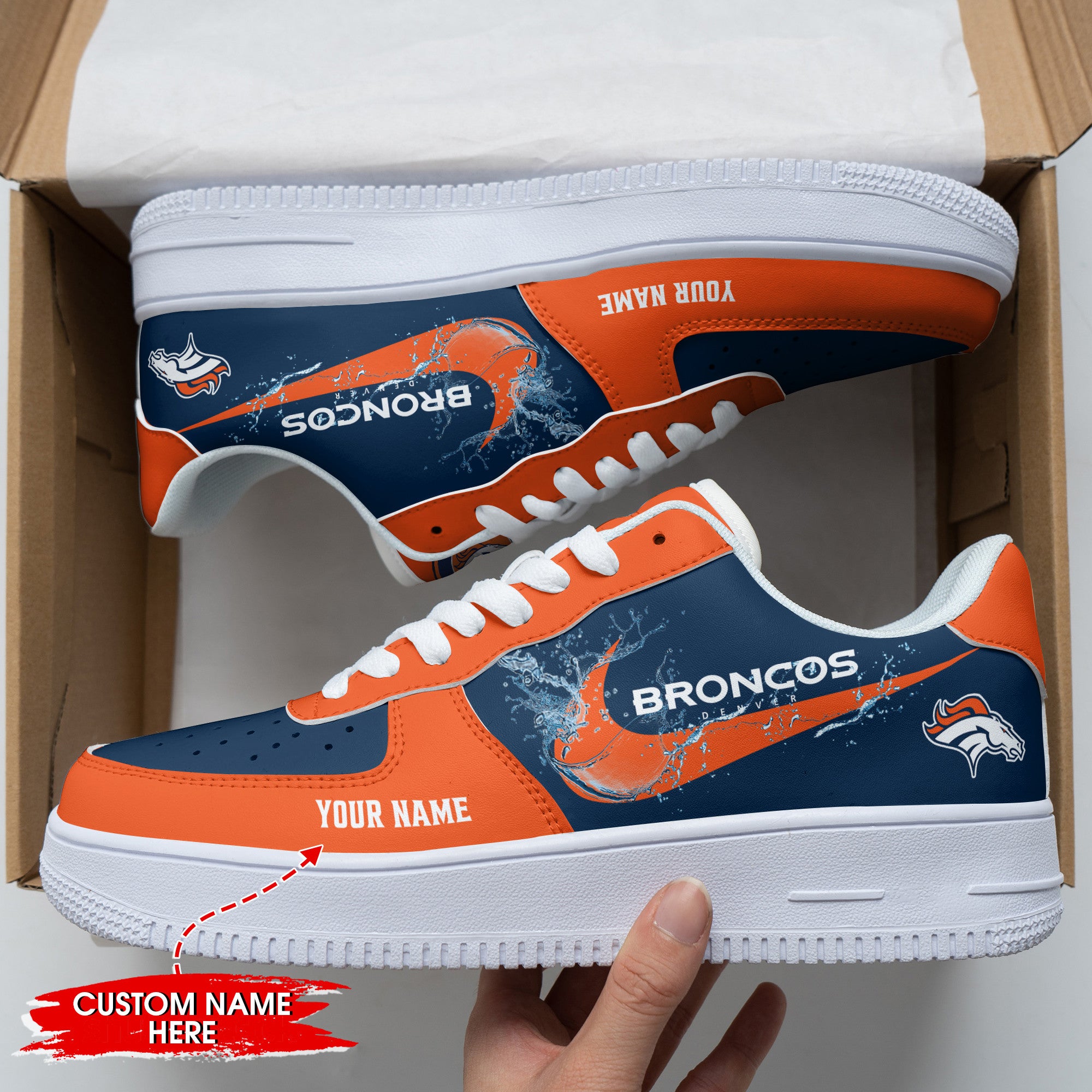 Ideafootwear Denver Broncos NFL Air Low-Top Sneakers Shoes For Men And Women