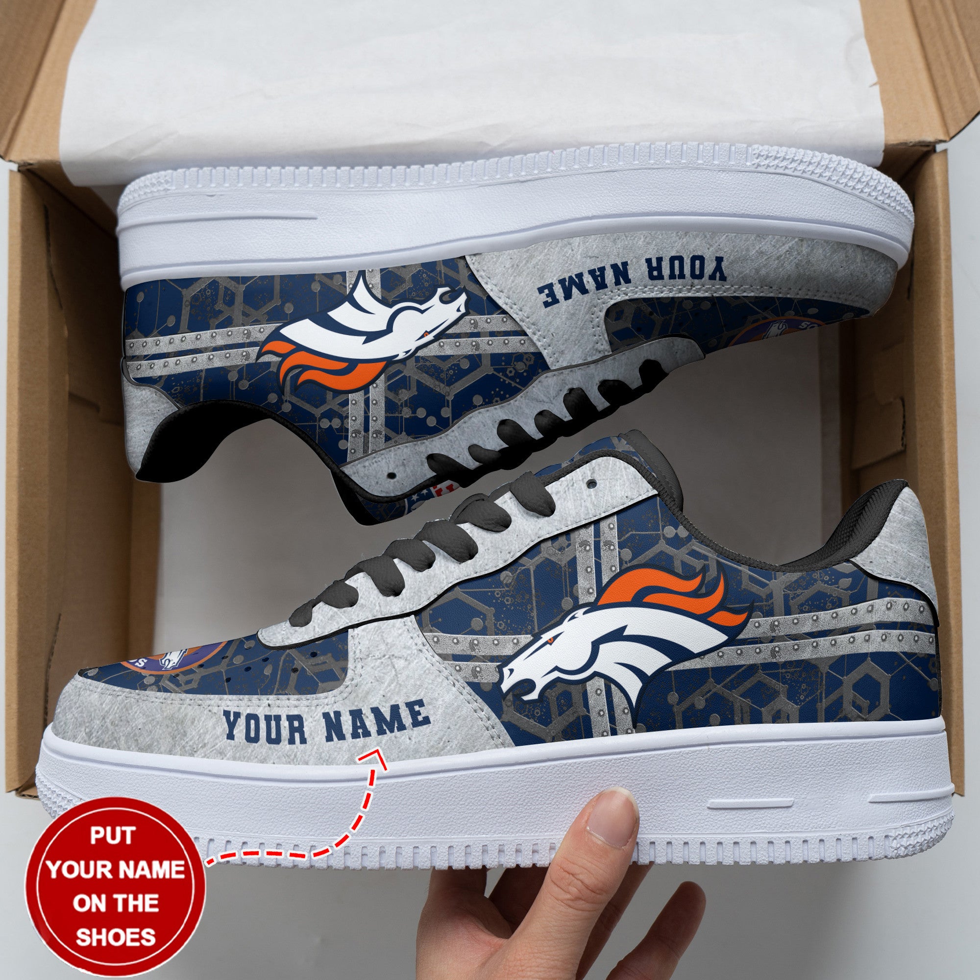 Ideafootwear Denver Broncos NFL Air Low-Top Sneakers Shoes For Men And Women