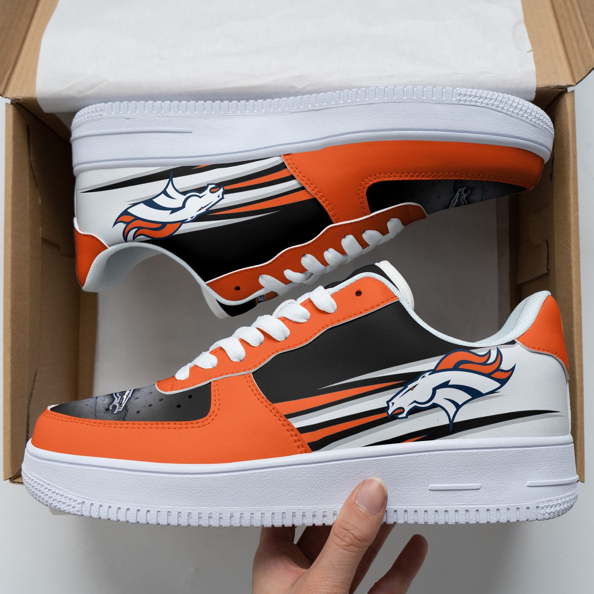 Ideafootwear Denver Broncos NFL Air Low-Top Sneakers Shoes For Men And Women