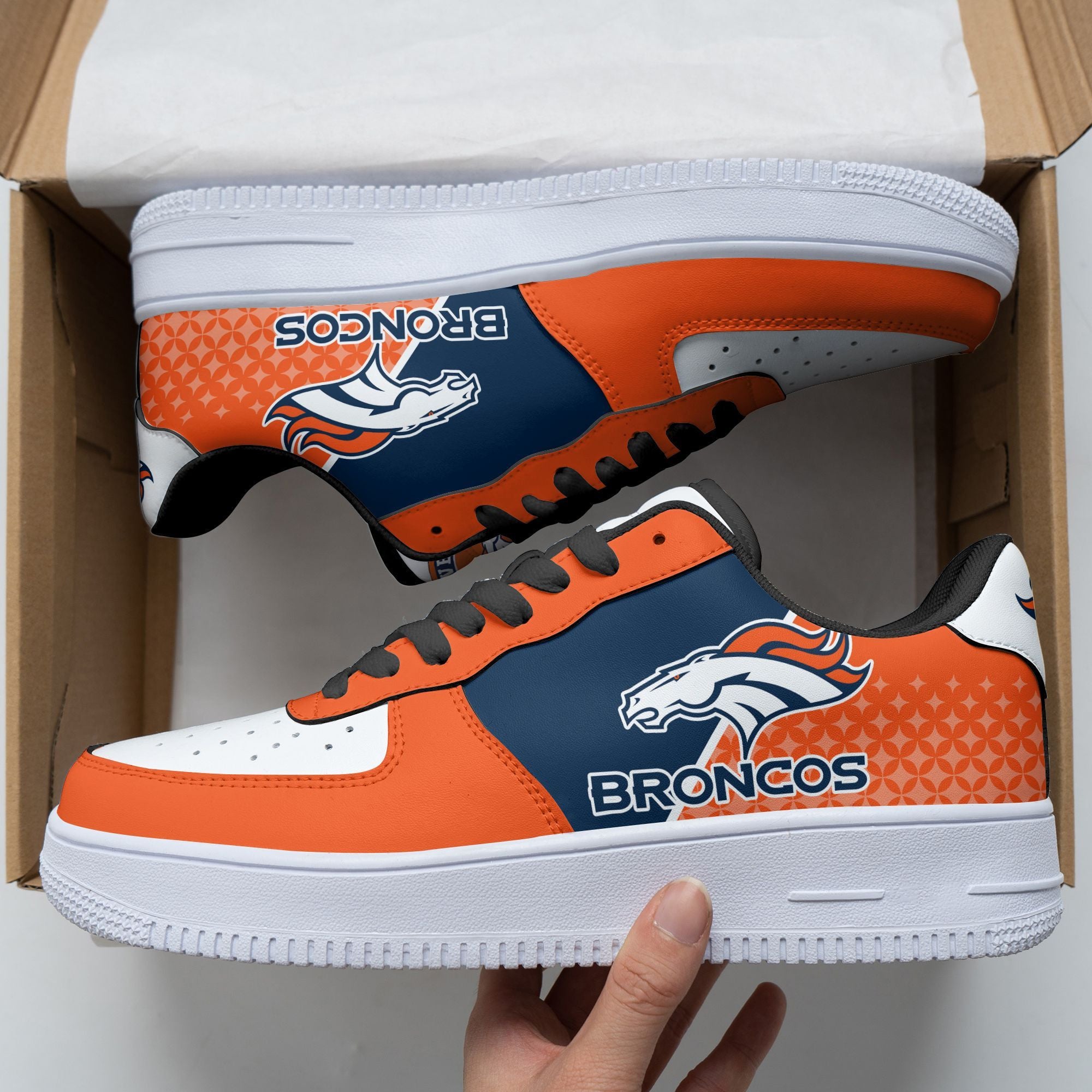 Ideafootwear Denver Broncos NFL Air Low-Top Sneakers Shoes For Men And Women