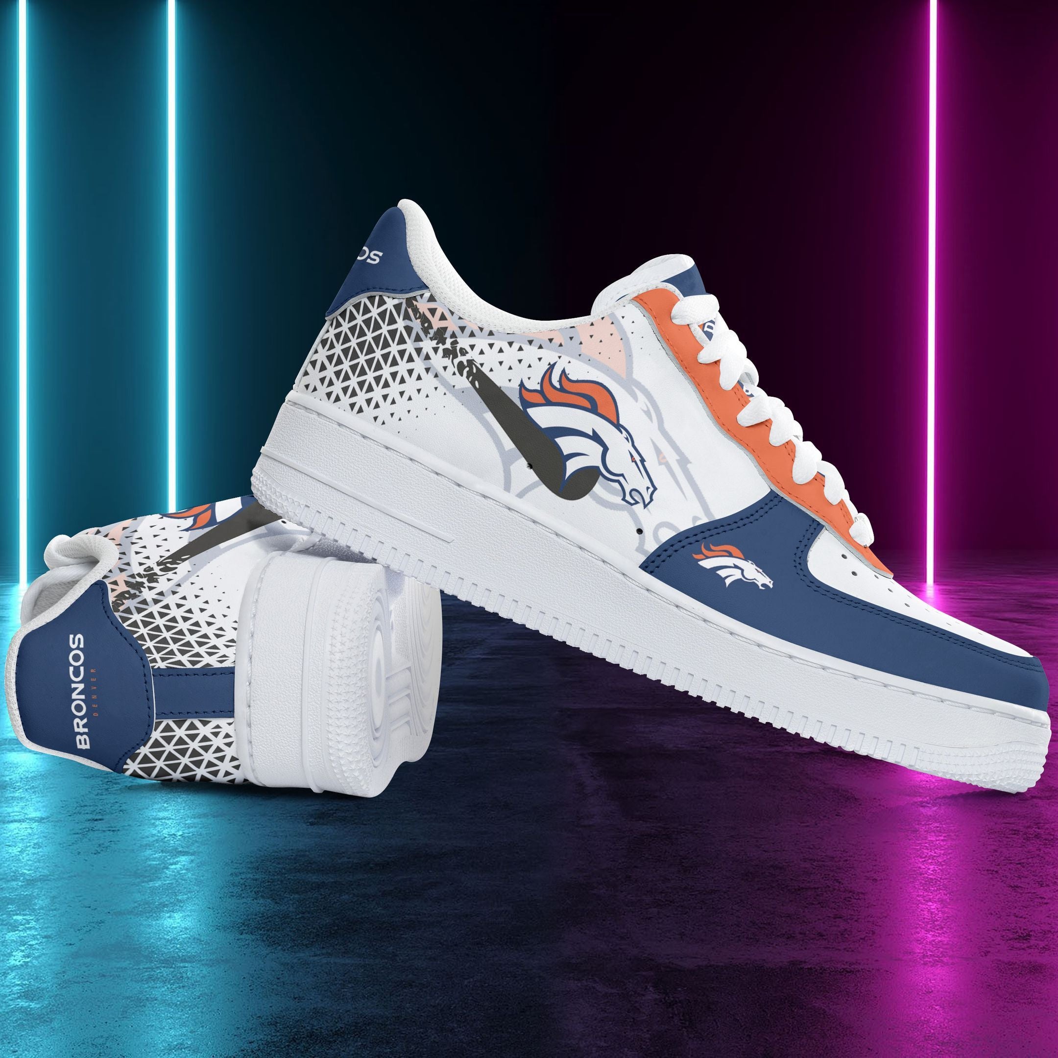 Ideafootwear Denver Broncos NFL Air Low-Top Sneakers Shoes For Men And Women