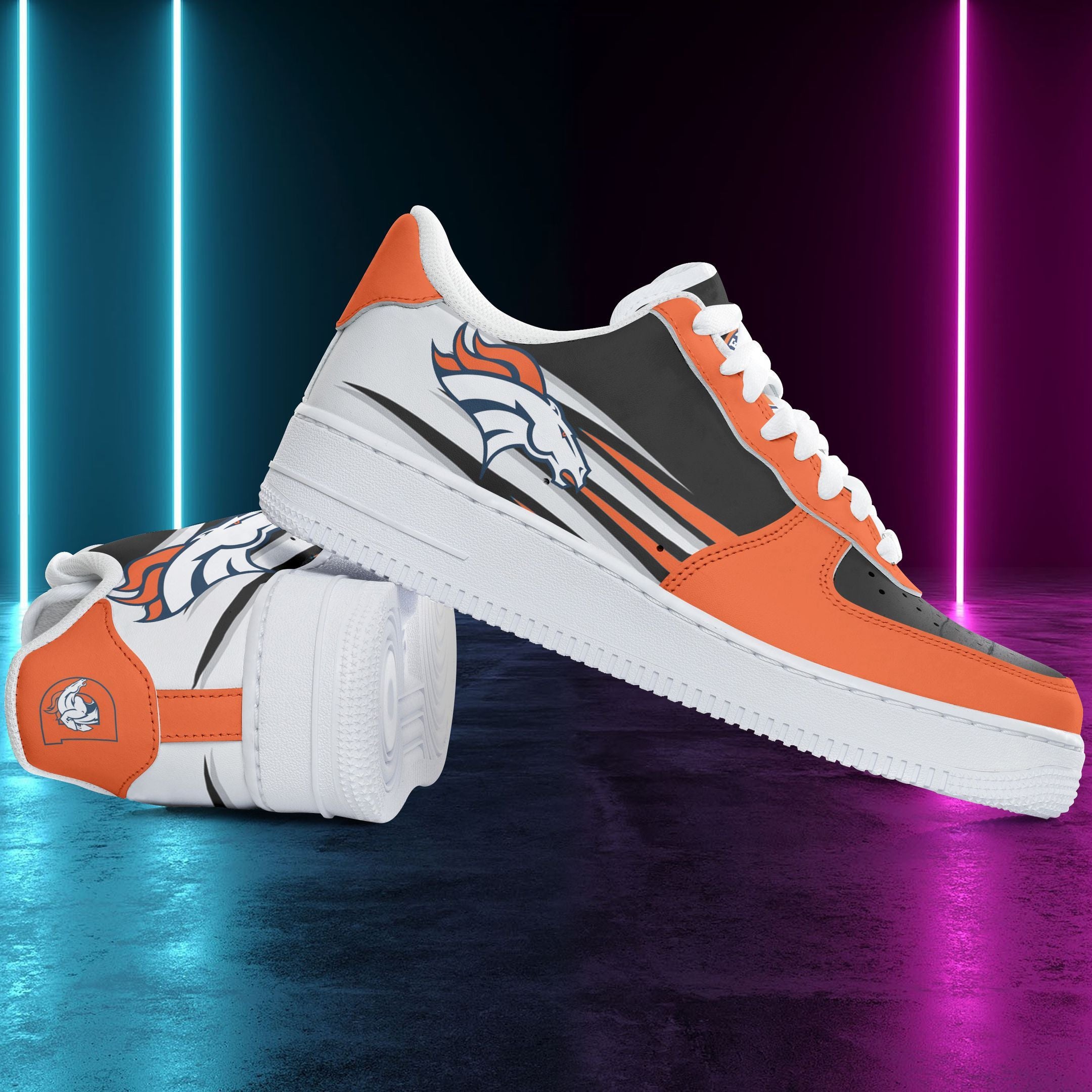 Ideafootwear Denver Broncos NFL Air Low-Top Sneakers Shoes For Men And Women