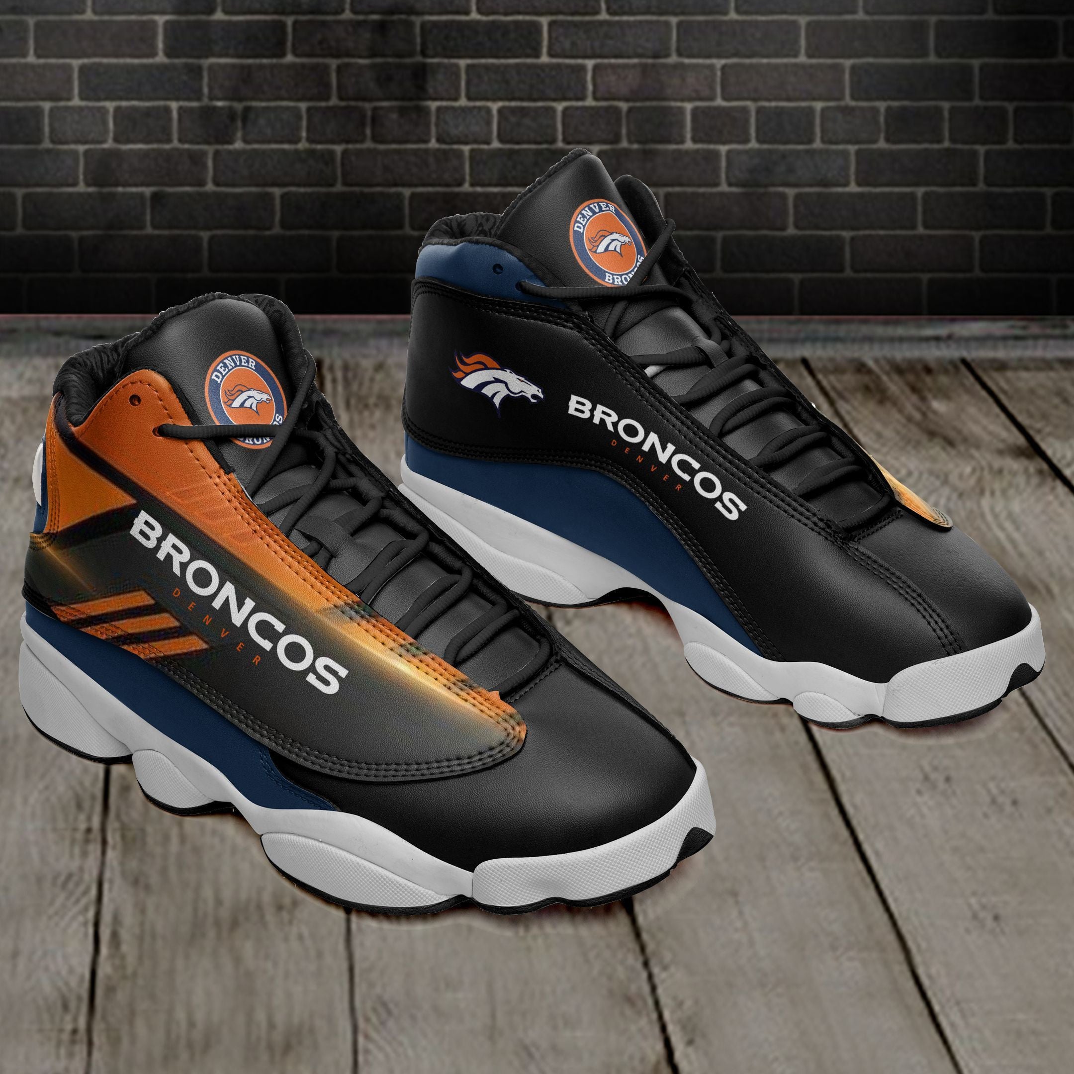 Ideafootwear Denver Broncos NFL AJ13 Sneakers Shoes For Men And Women