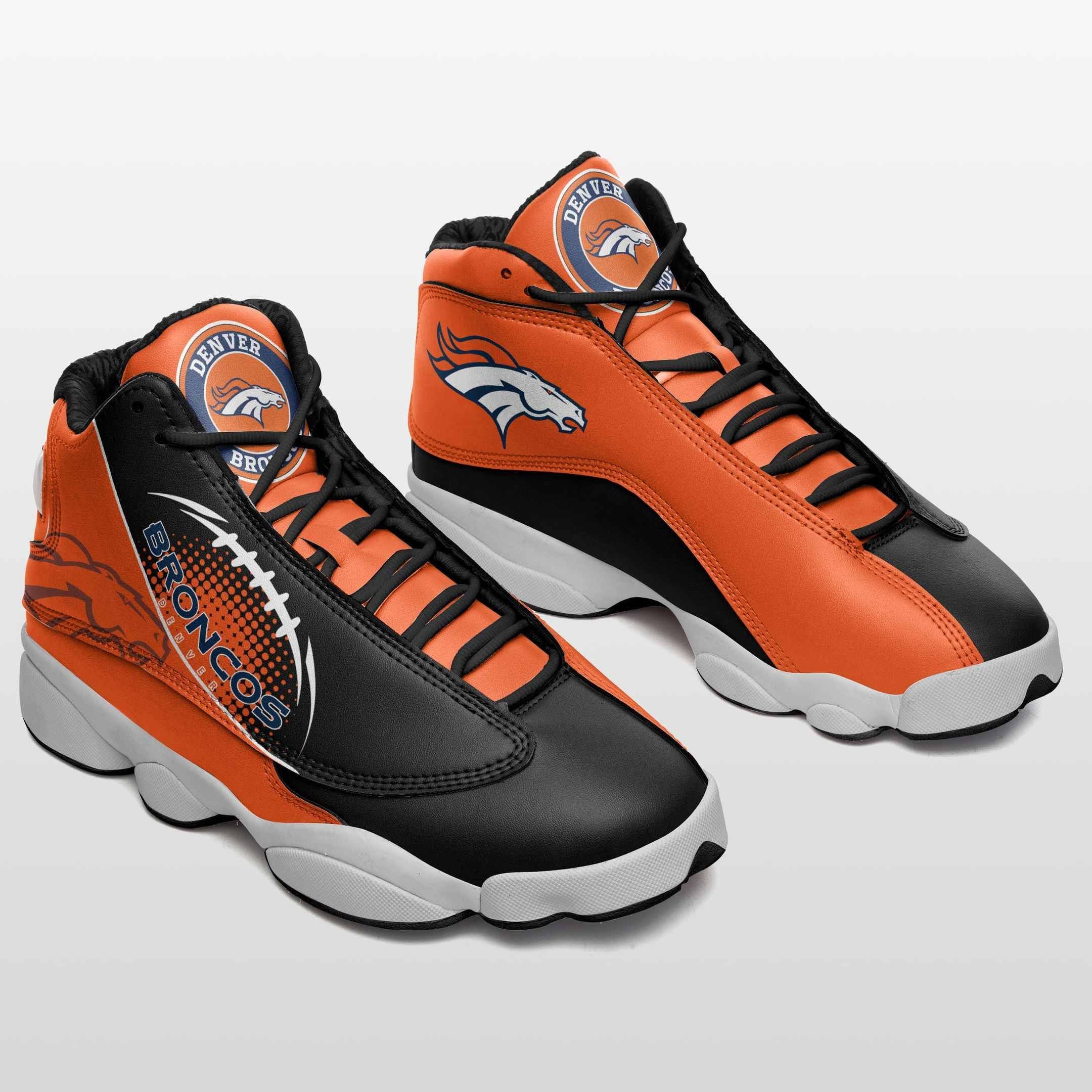 Ideafootwear Denver Broncos NFL AJ13 Sneakers Shoes For Men And Women