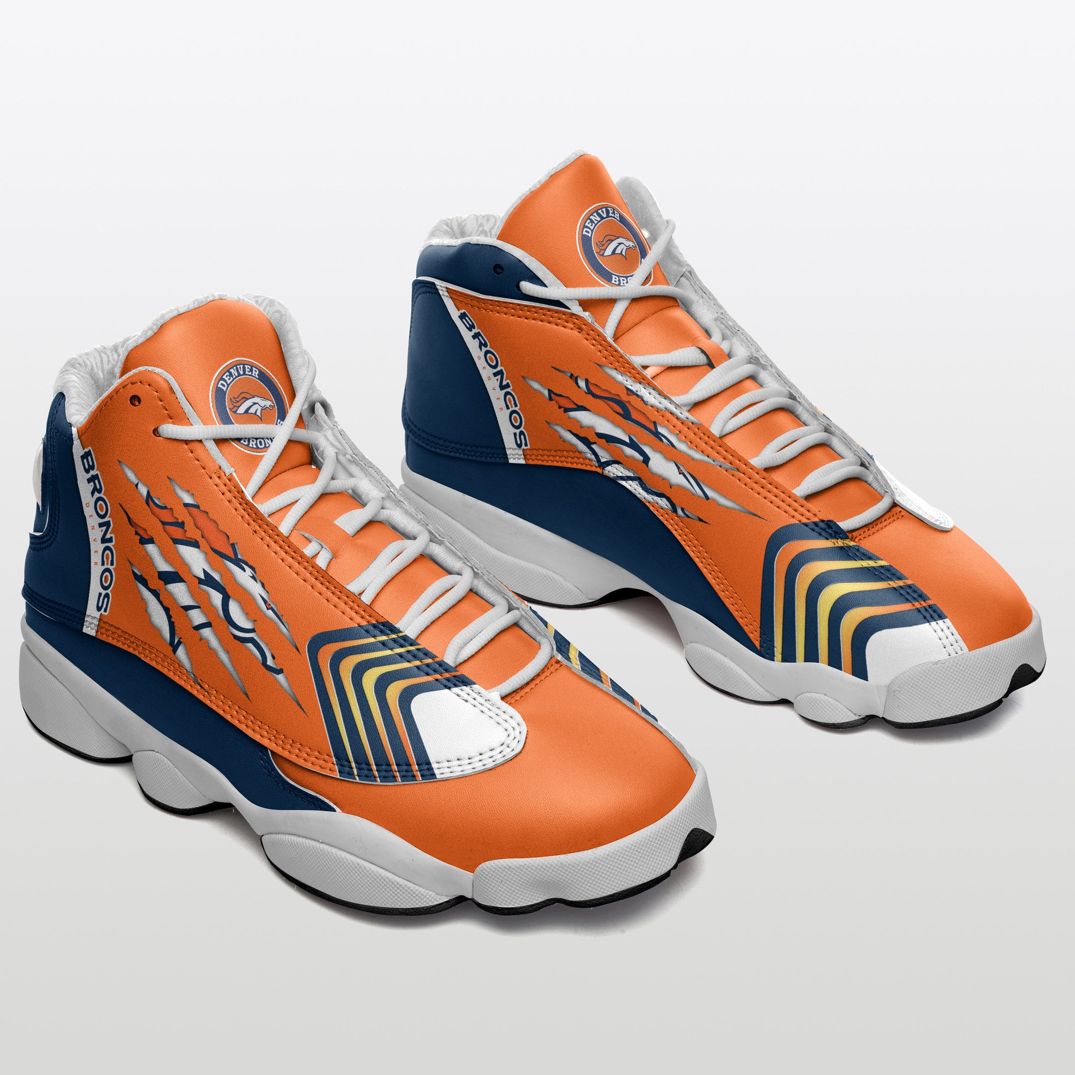 Ideafootwear Denver Broncos NFL AJ13 Sneakers Shoes For Men And Women