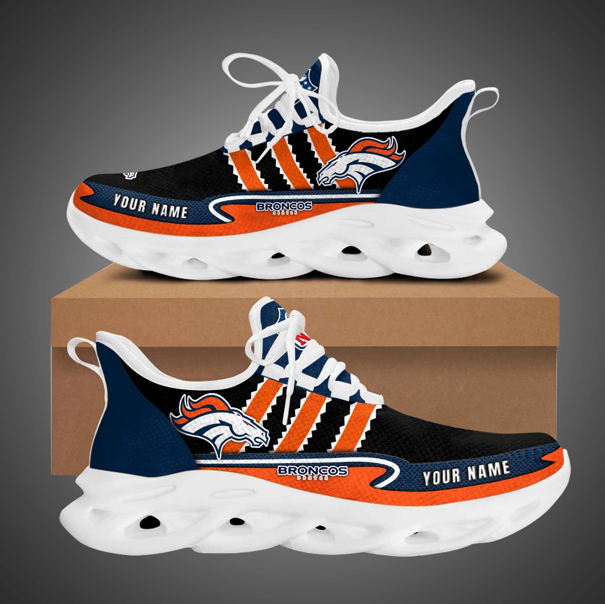 Ideafootwear Denver Broncos NFL Max Soul Shoes Sneakers For Men And Women