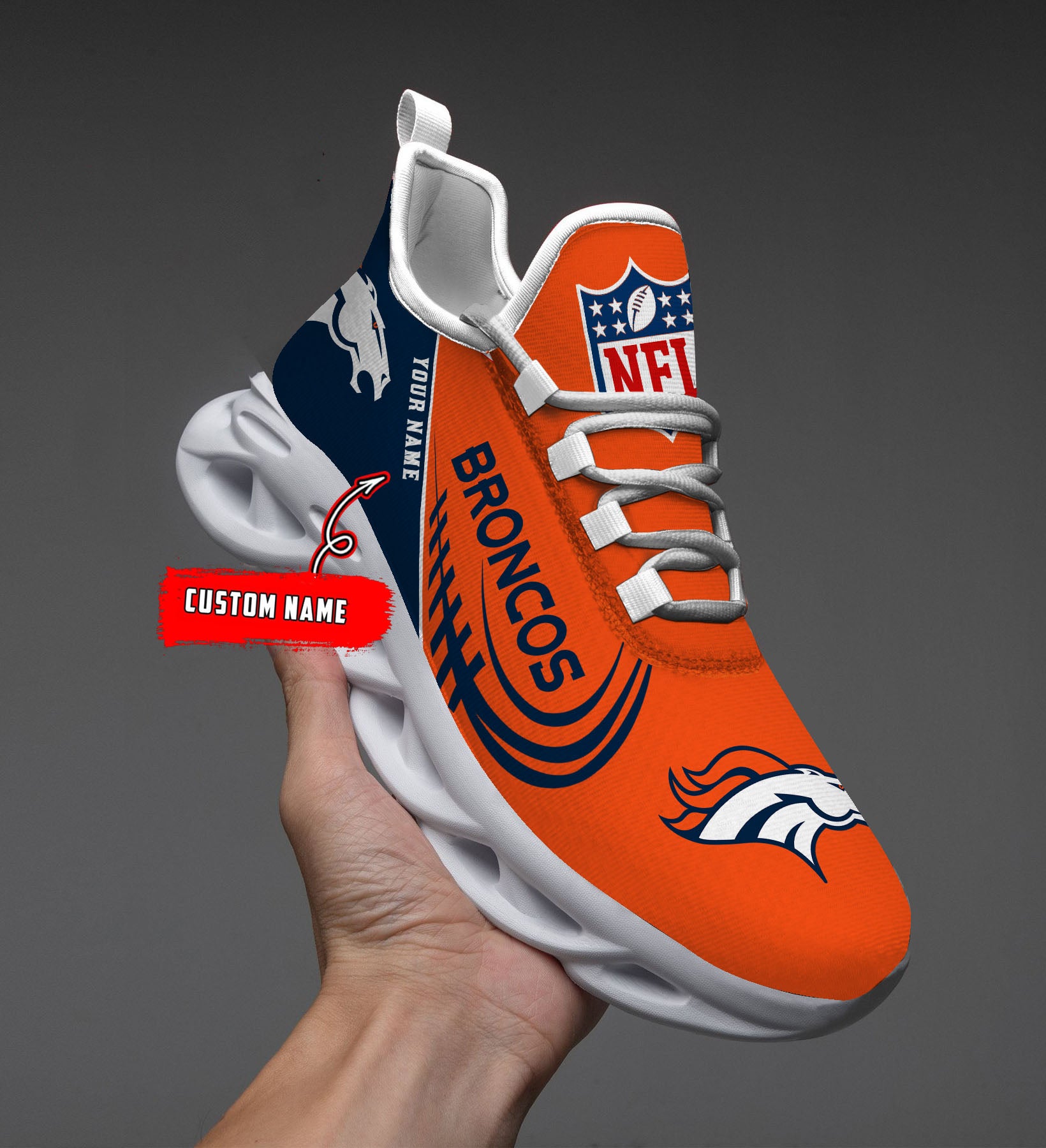 Ideafootwear Denver Broncos NFL Max Soul Shoes Sneakers For Men And Women