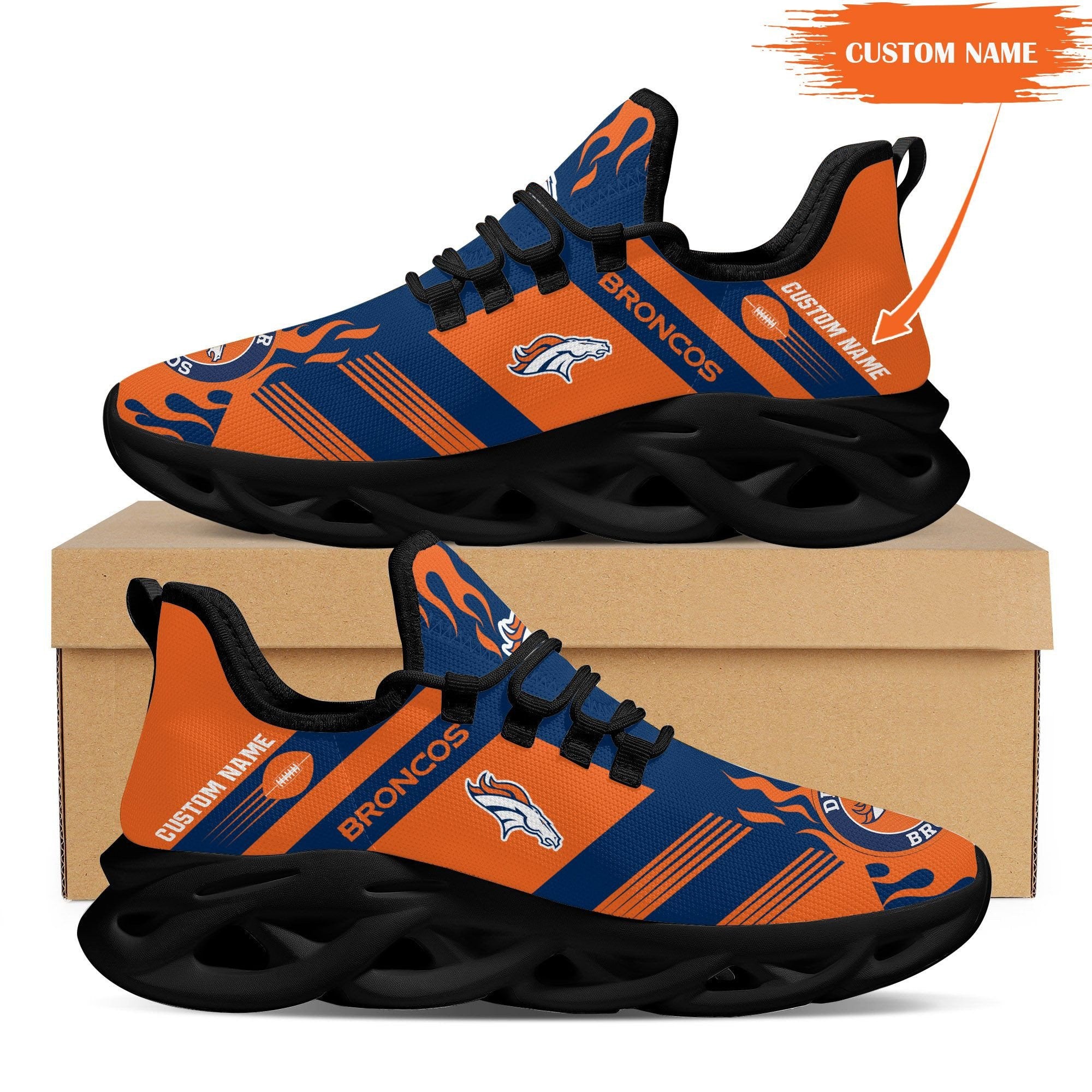 Ideafootwear Denver Broncos NFL Max Soul Shoes Sneakers For Men And Women