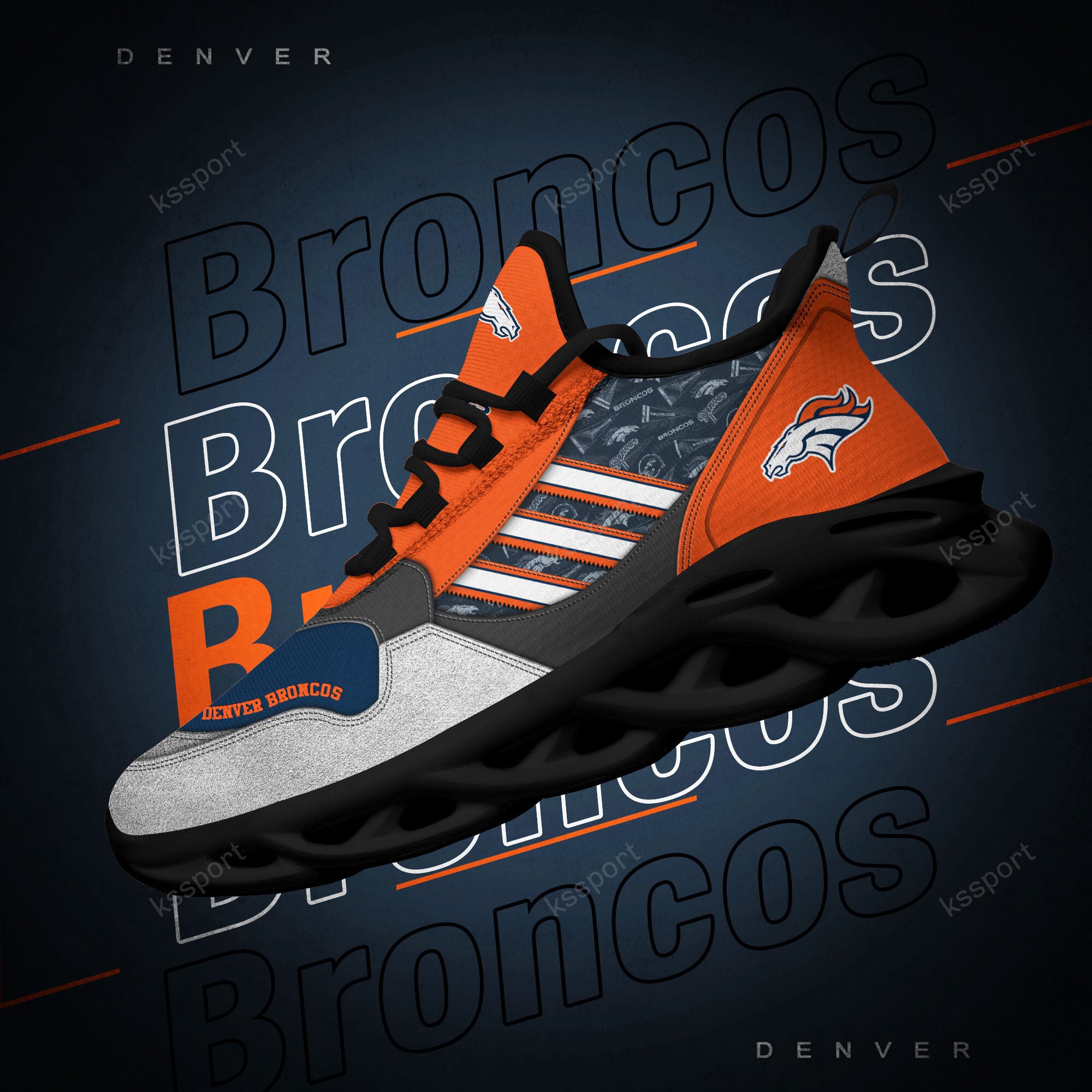 Ideafootwear Denver Broncos NFL Max Soul Shoes Sneakers For Men And Women