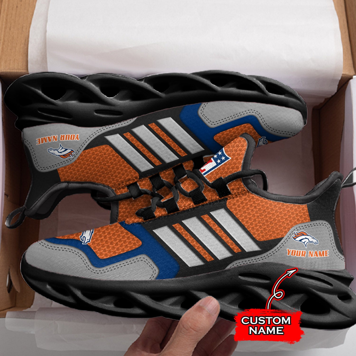Ideafootwear Denver Broncos NFL Max Soul Shoes Sneakers For Men And Women