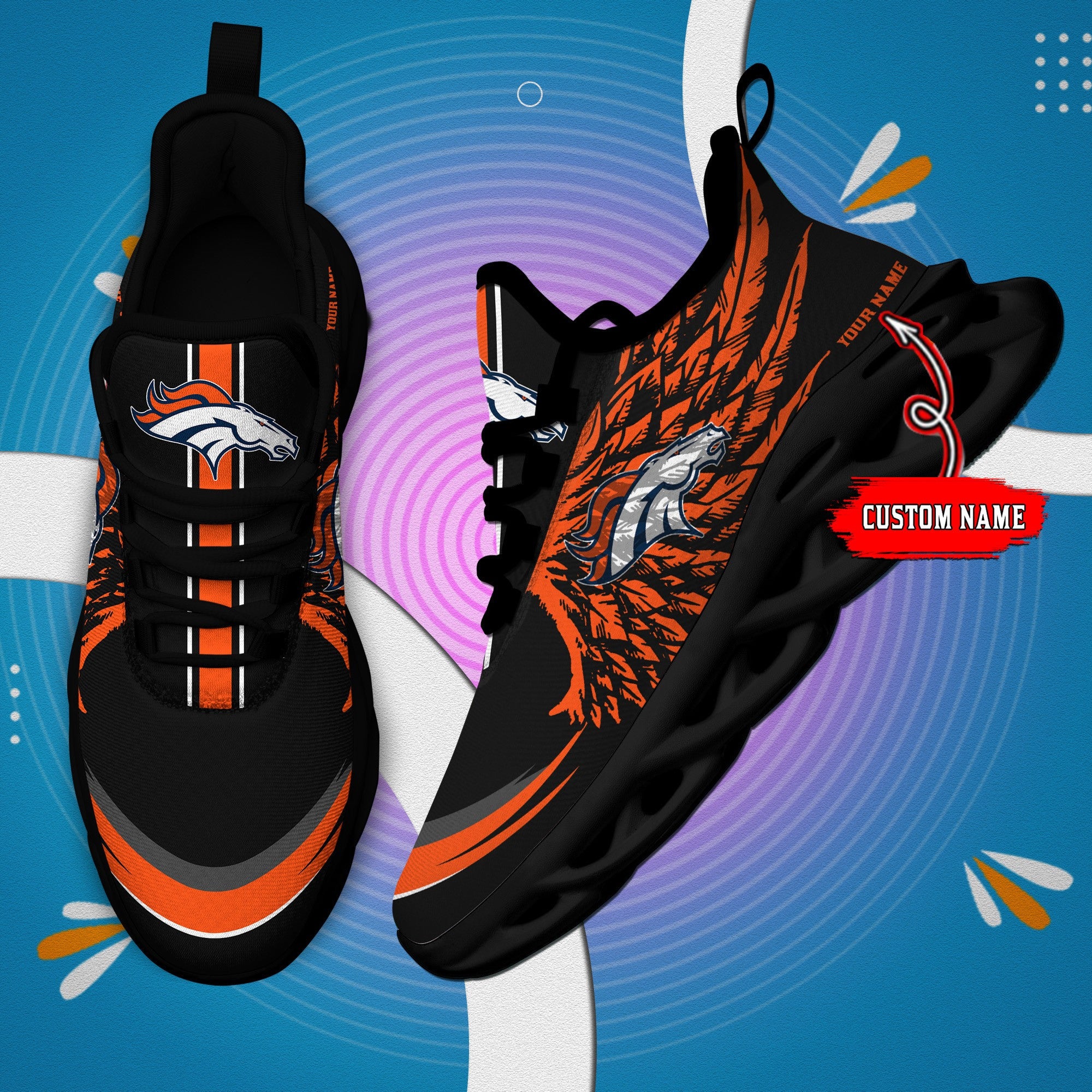 Ideafootwear Denver Broncos NFL Max Soul Shoes Sneakers For Men And Women
