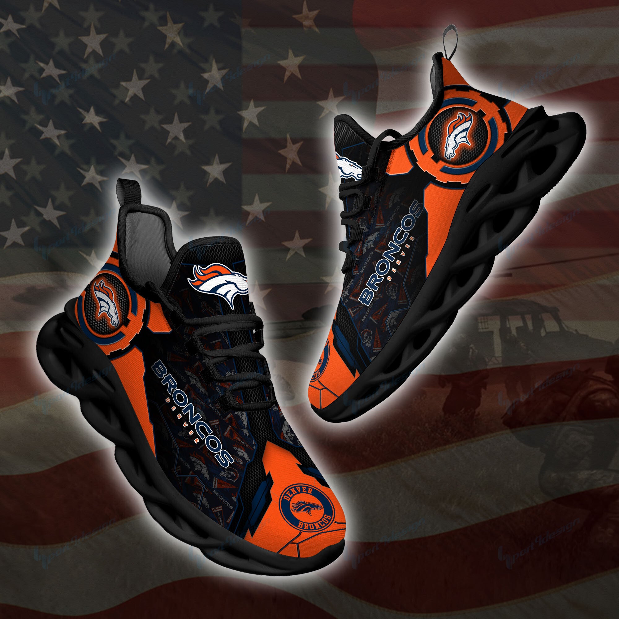 Ideafootwear Denver Broncos NFL Max Soul Shoes Sneakers For Men And Women