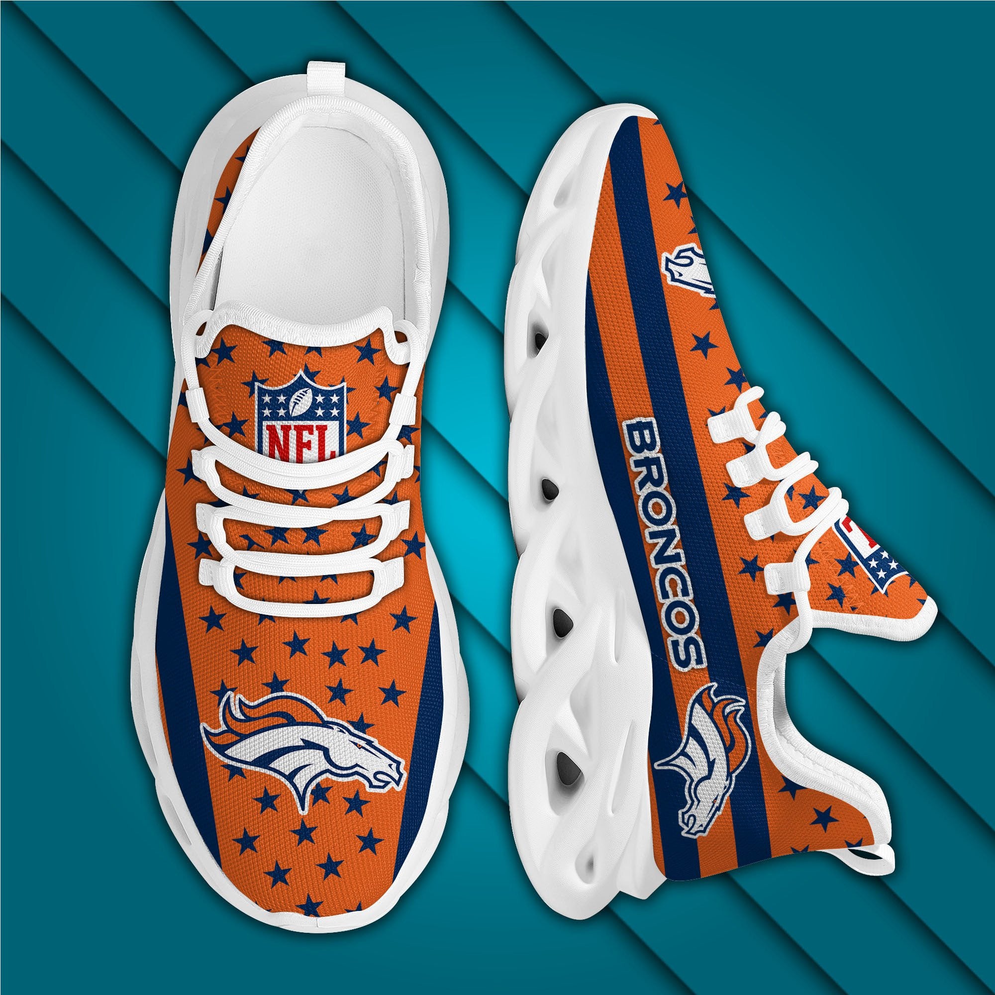 Ideafootwear Denver Broncos NFL Max Soul Shoes Sneakers For Men And Women