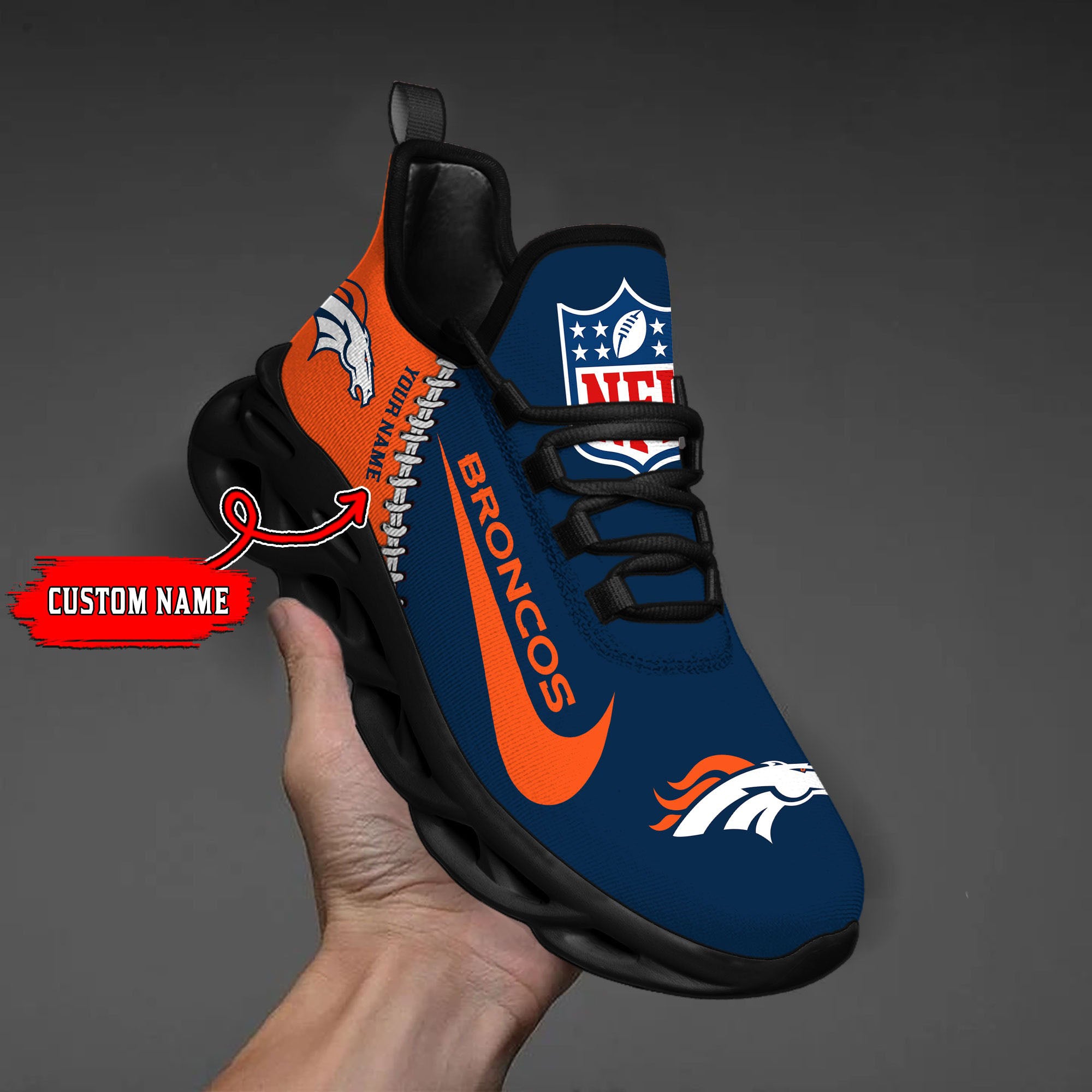 Ideafootwear Denver Broncos NFL Max Soul Shoes Sneakers For Men And Women