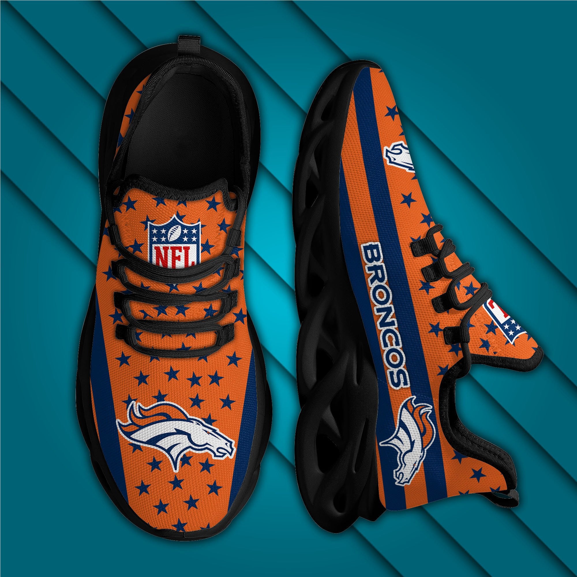 Ideafootwear Denver Broncos NFL Max Soul Shoes Sneakers For Men And Women