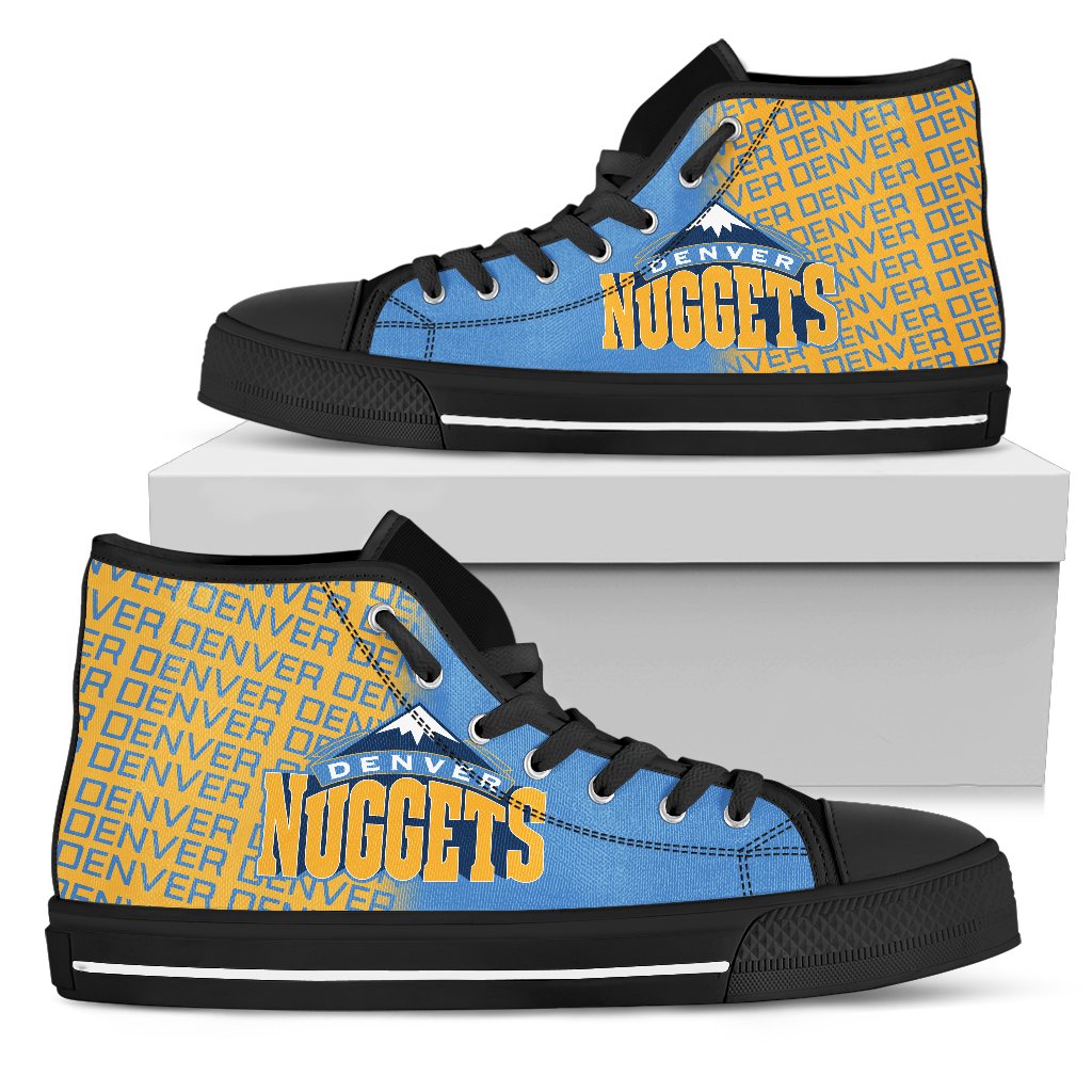Ideafootwear Denver Nuggets High Top Canvas Sneakers Shoes For Men And Women