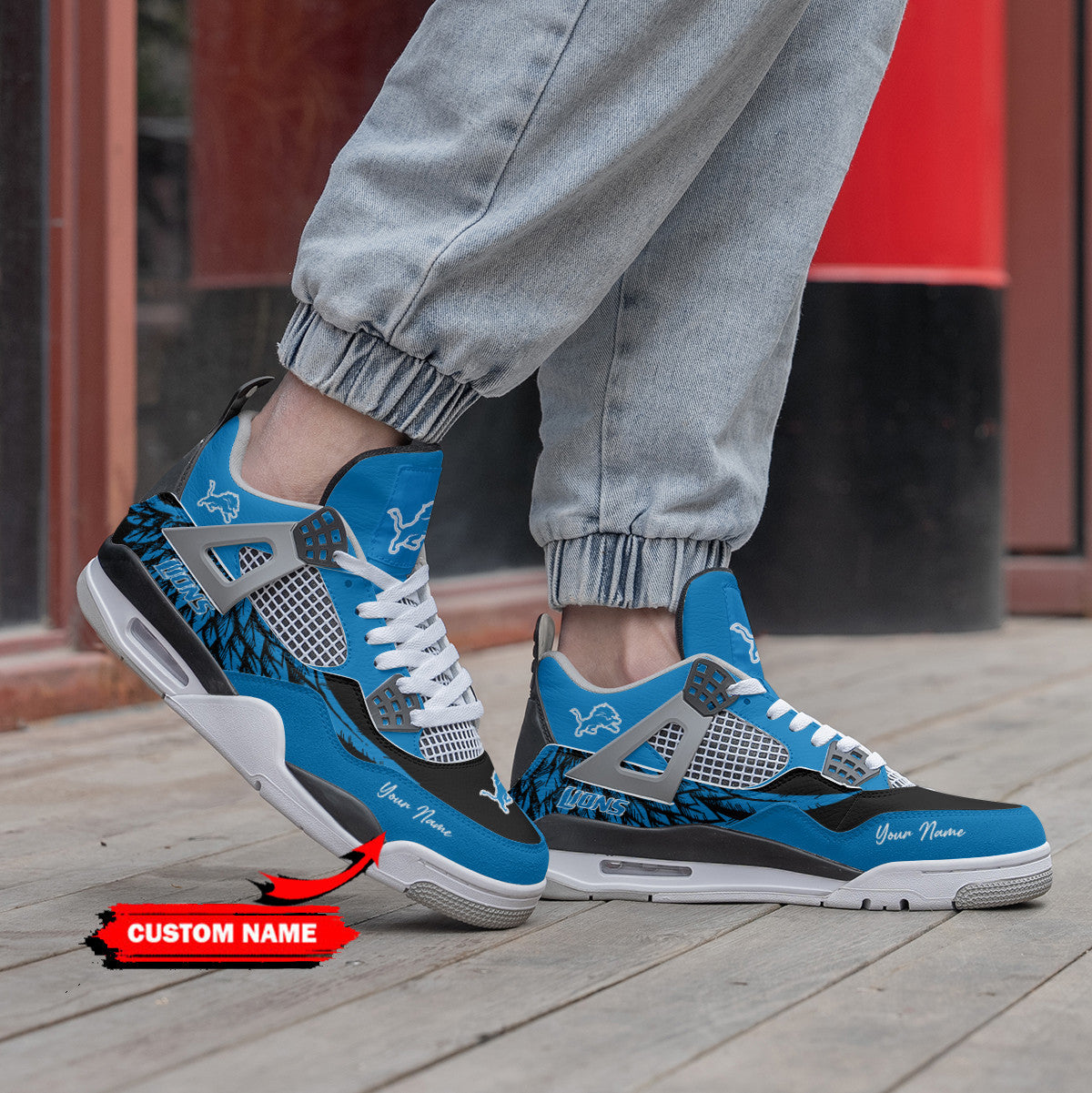 Ideafootwear Detroit Lions AJ4 Sneakers Shoes For Men And Women