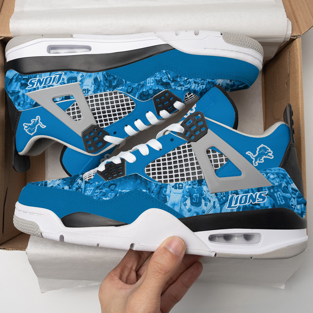 Ideafootwear Detroit Lions AJ4 Sneakers Shoes For Men And Women
