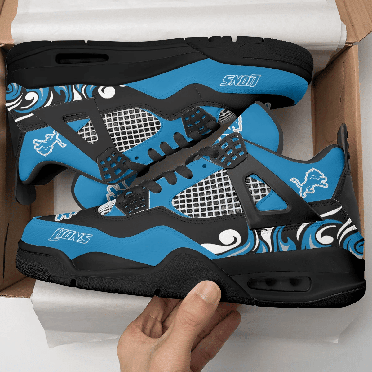 Ideafootwear Detroit Lions AJ4 Sneakers Shoes For Men And Women