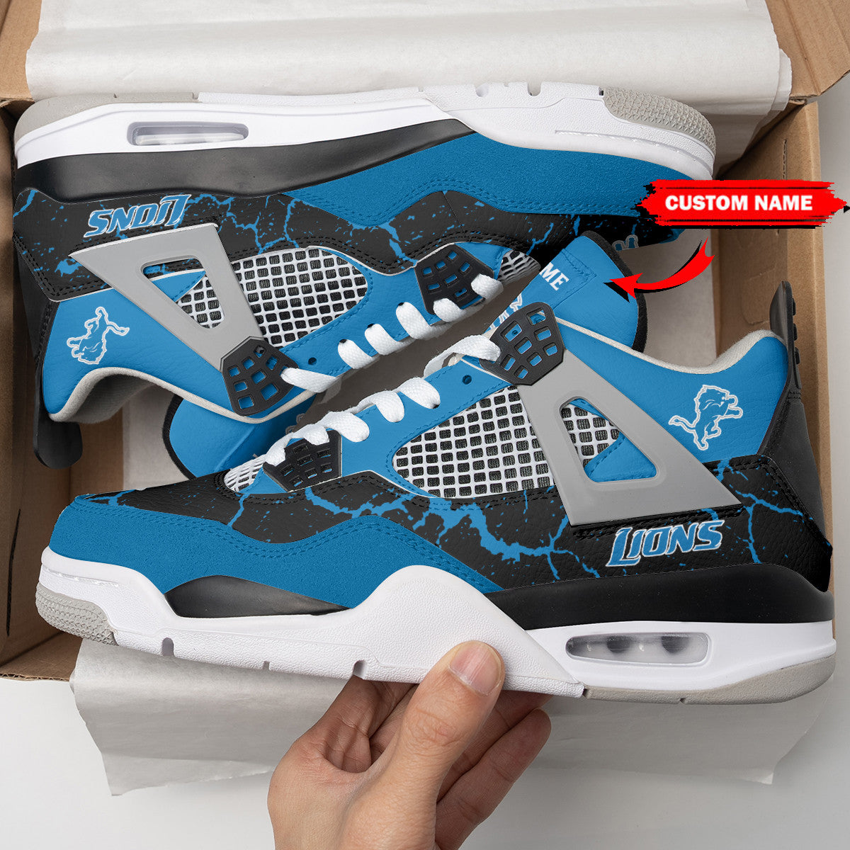 Ideafootwear Detroit Lions AJ4 Sneakers Shoes For Men And Women