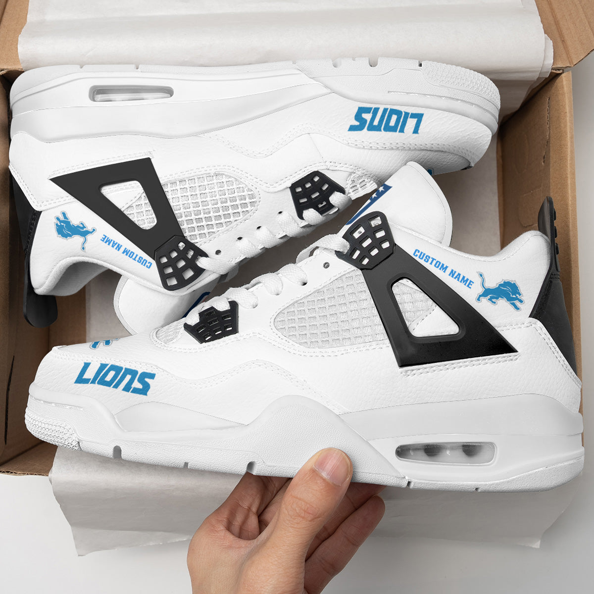Ideafootwear Detroit Lions AJ4 Sneakers Shoes For Men And Women