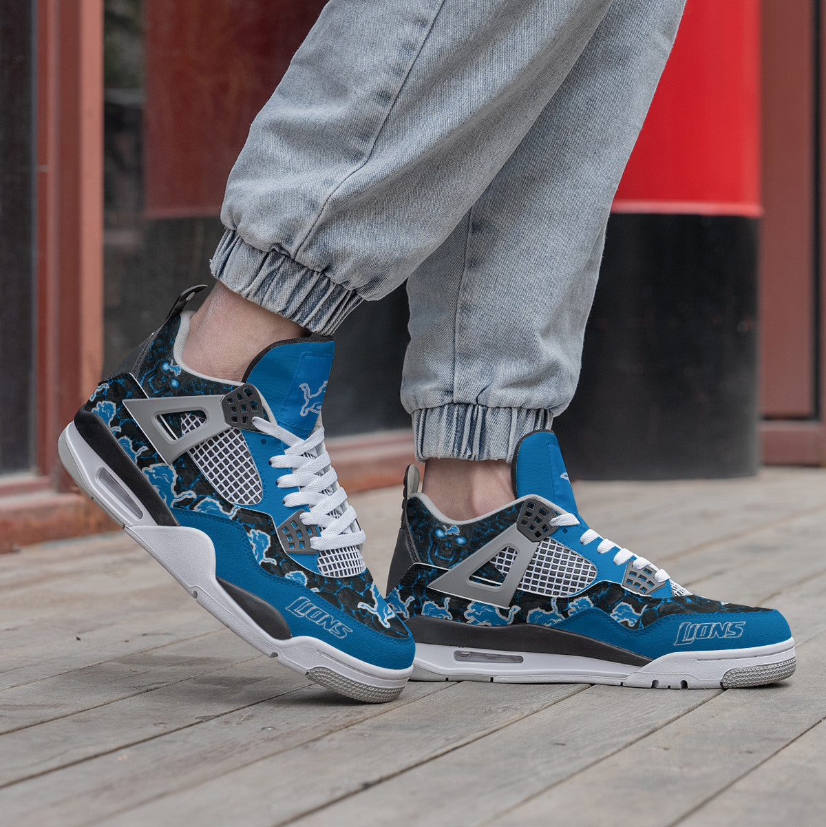 Ideafootwear Detroit Lions AJ4 Sneakers Shoes For Men And Women